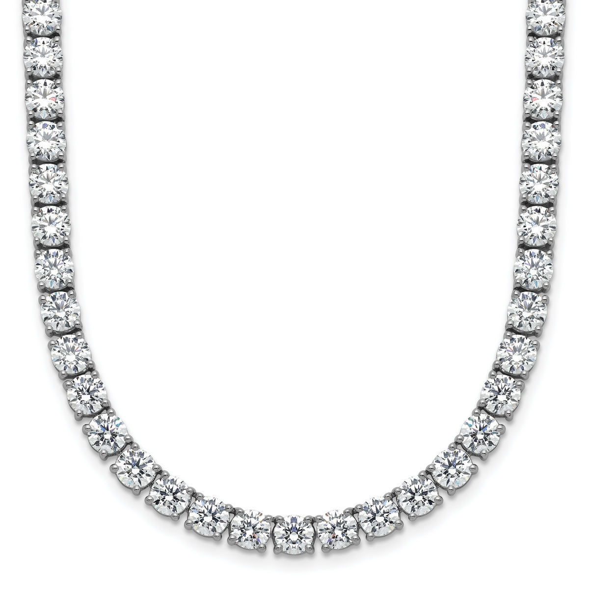 14k White Gold 42 7/8 carat Lab Grown Diamond VS/SI+ G+ Complete Round 24 inch Straight Tennis Necklace