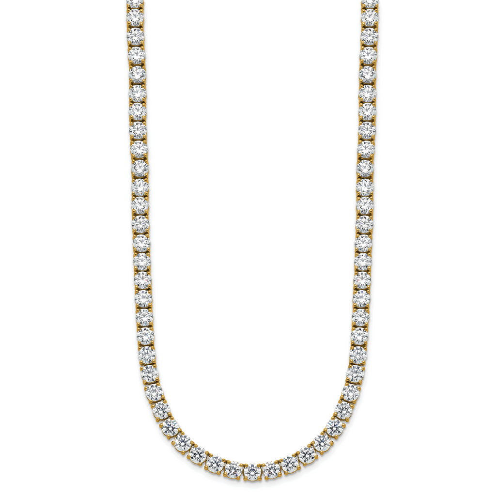 14k 36 carat Lab Grown Diamond VS+ F+ Complete Round 20 inch Straight Tennis Necklace