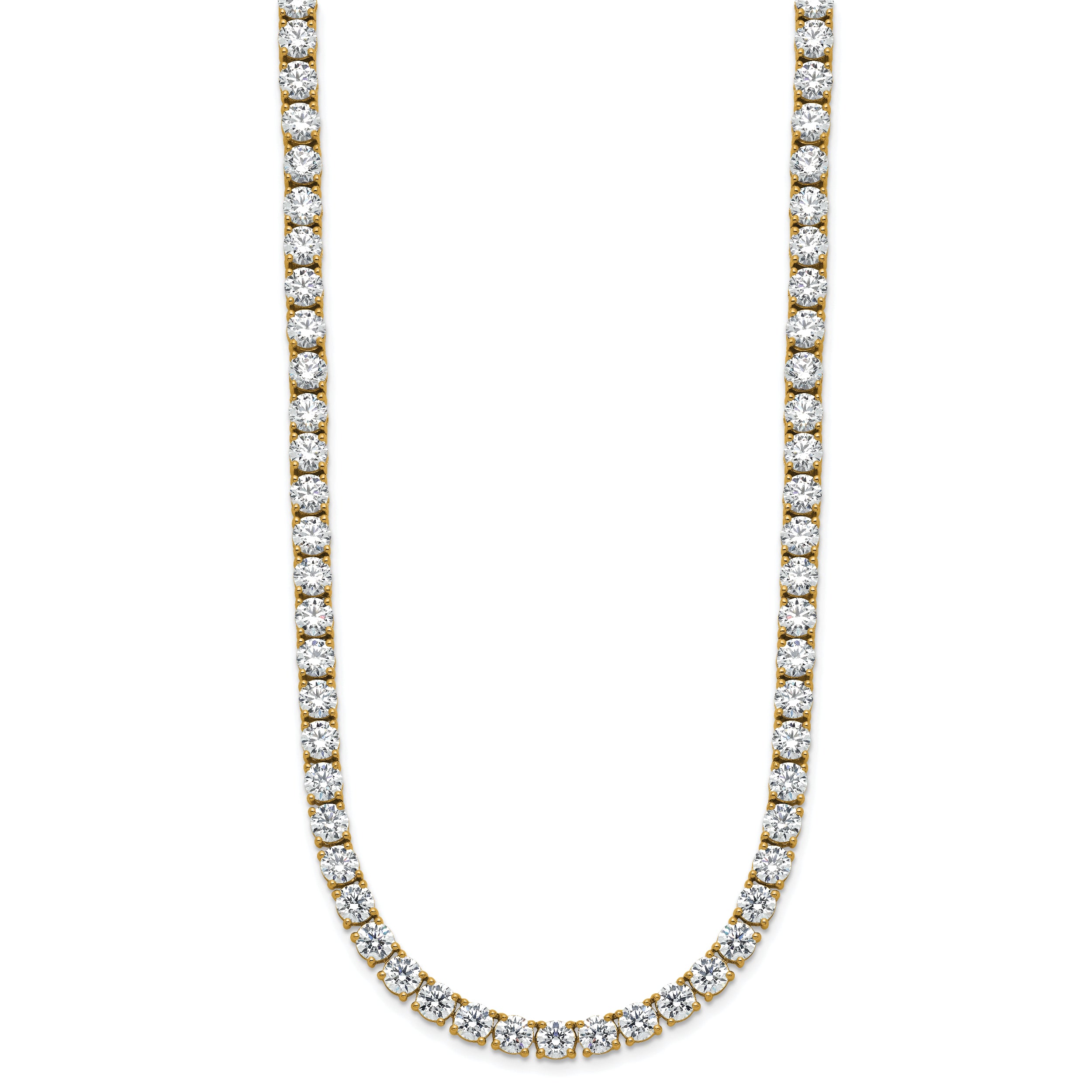 14k 42 7/8 carat Lab Grown Diamond VS/SI+ G+ Complete Round 24 inch Straight Tennis Necklace