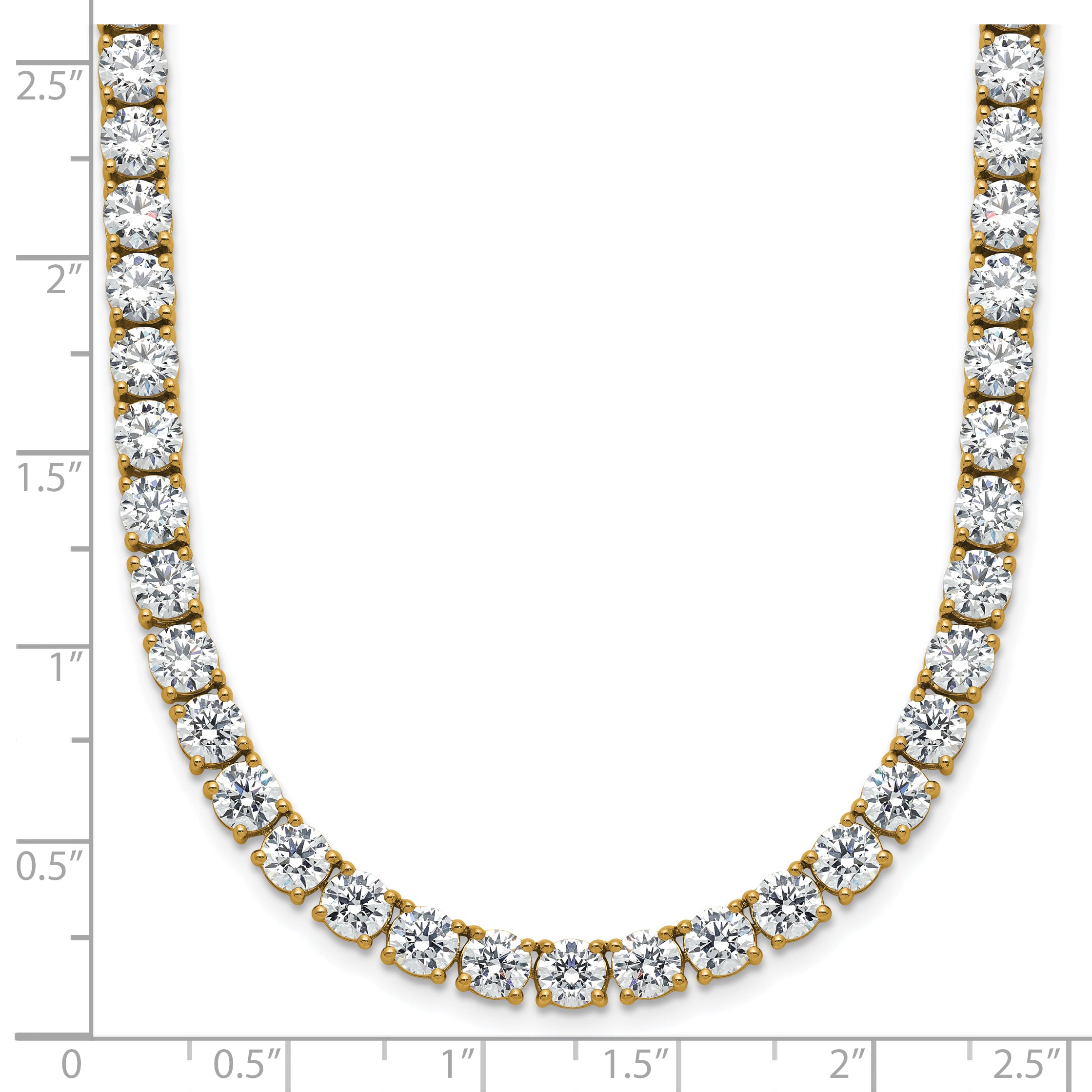 14k 39 3/4 carat Lab Grown Diamond VS+ F+ Complete Round 22 inch Straight Tennis Necklace