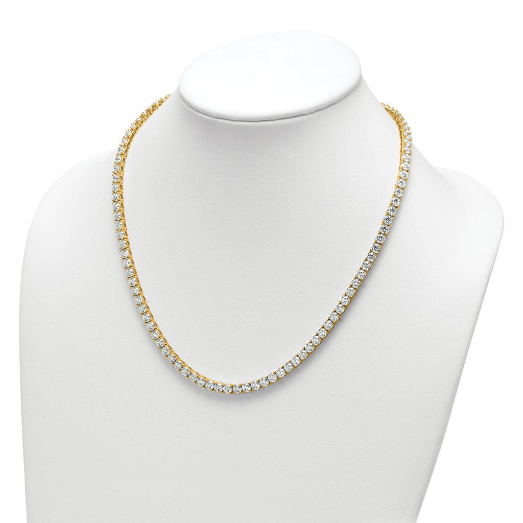 14k 36 carat Lab Grown Diamond VS+ F+ Complete Round 20 inch Straight Tennis Necklace