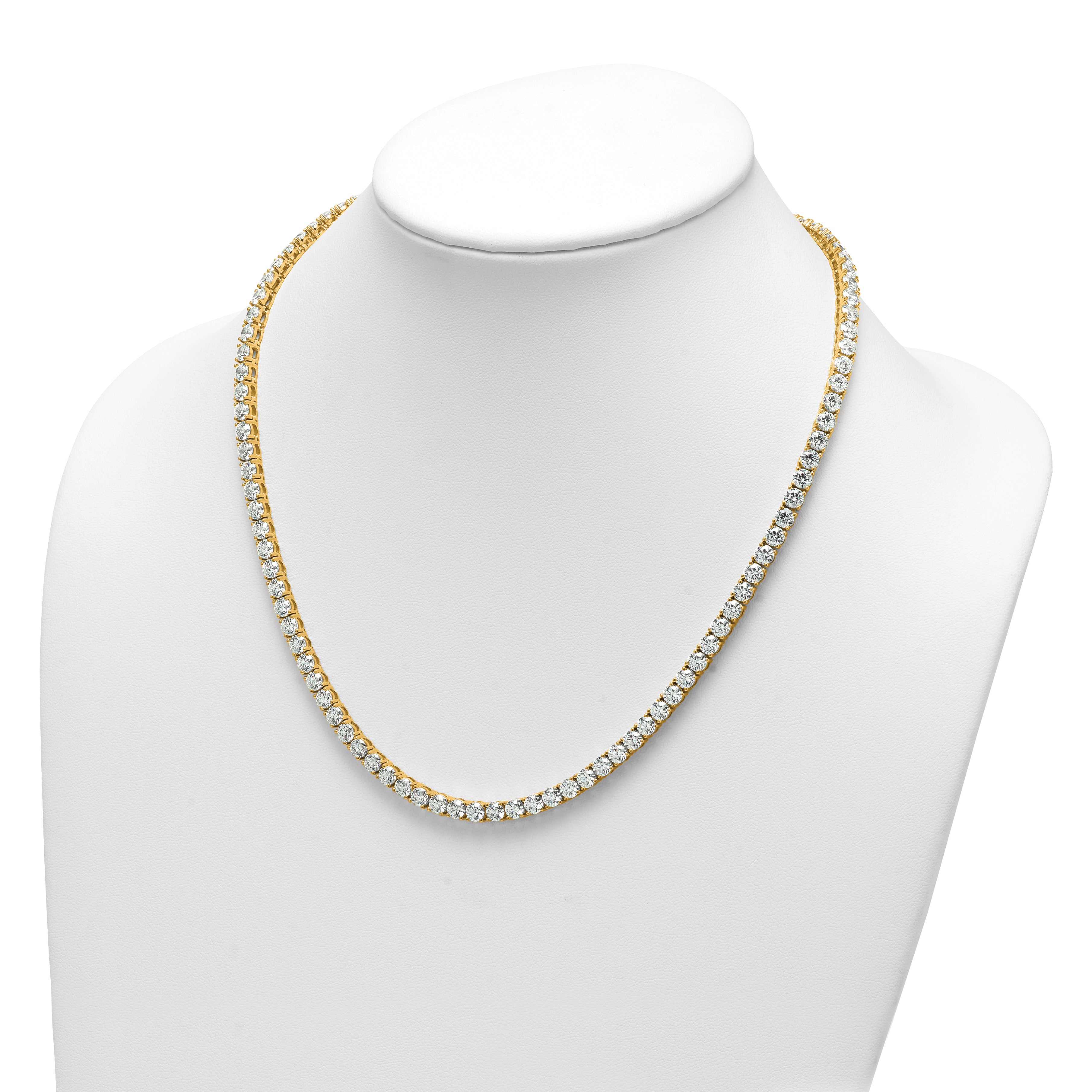 14k 36 carat Lab Grown Diamond VS+ F+ Complete Round 20 inch Straight Tennis Necklace
