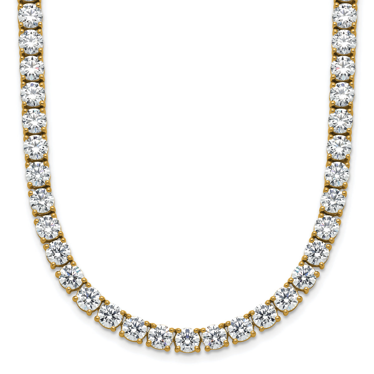 14k 42 7/8 carat Lab Grown Diamond VS+ F+ Complete Round 24 inch Straight Tennis Necklace