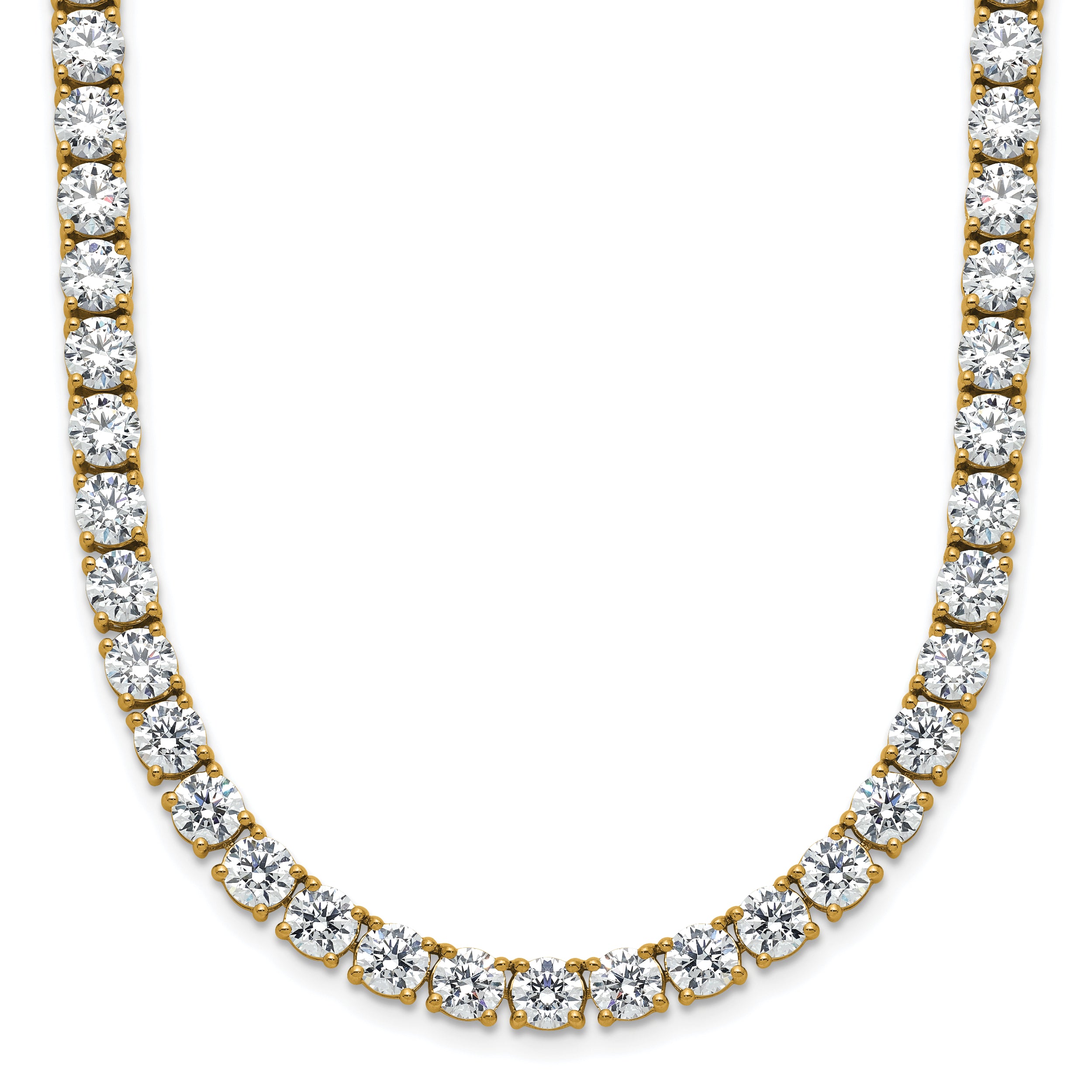 14k 36 carat Lab Grown Diamond VS+ F+ Complete Round 20 inch Straight Tennis Necklace