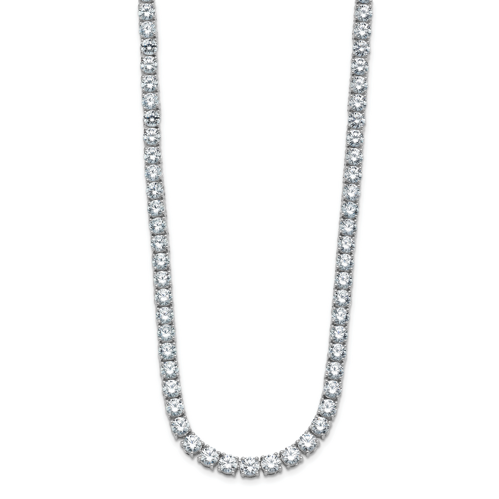 14k White Gold 34 3/8 carat Lab Grown Diamond VS/SI+ G+ Complete Round 18 inch Straight Tennis Necklace
