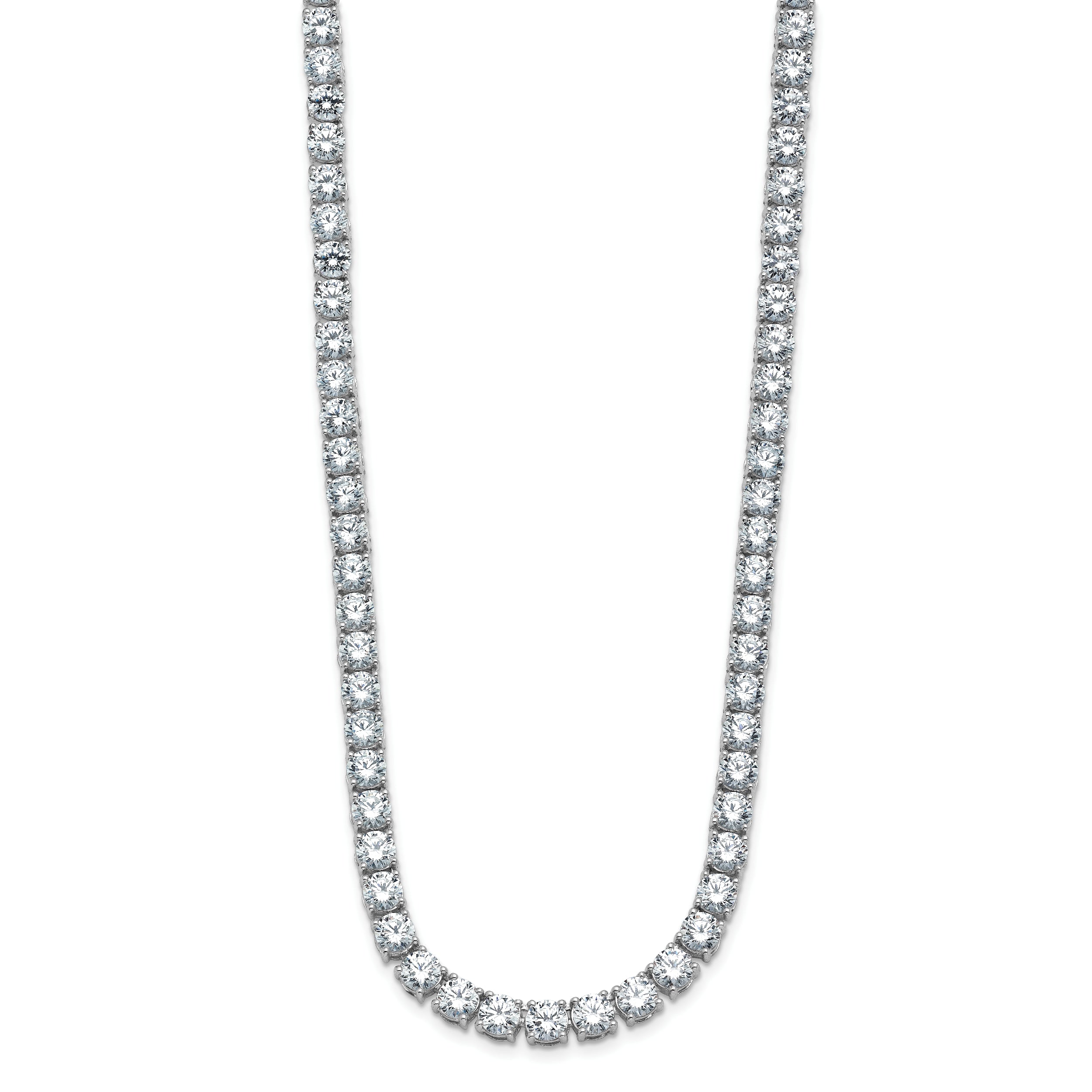 14k White Gold 41 3/4 carat Lab Grown Diamond VS+ F+ Complete Round 22 inch Straight Tennis Necklace