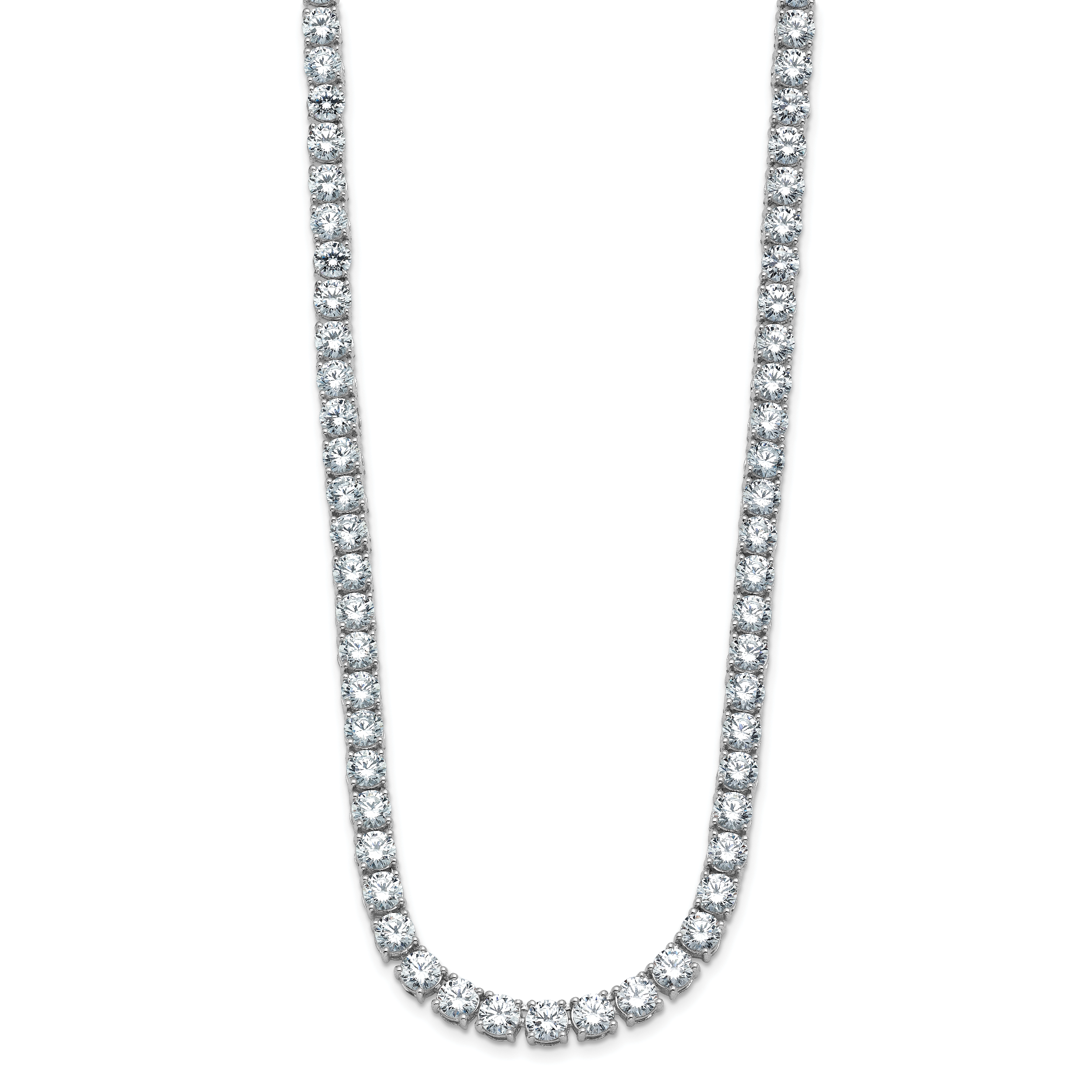 14k White Gold 45 1/2 carat Lab Grown Diamond VS+ F+ Complete Round 24 inch Straight Tennis Necklace