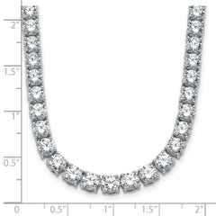 14k White Gold 45 1/2 carat Lab Grown Diamond VS+ F+ Complete Round 24 inch Straight Tennis Necklace