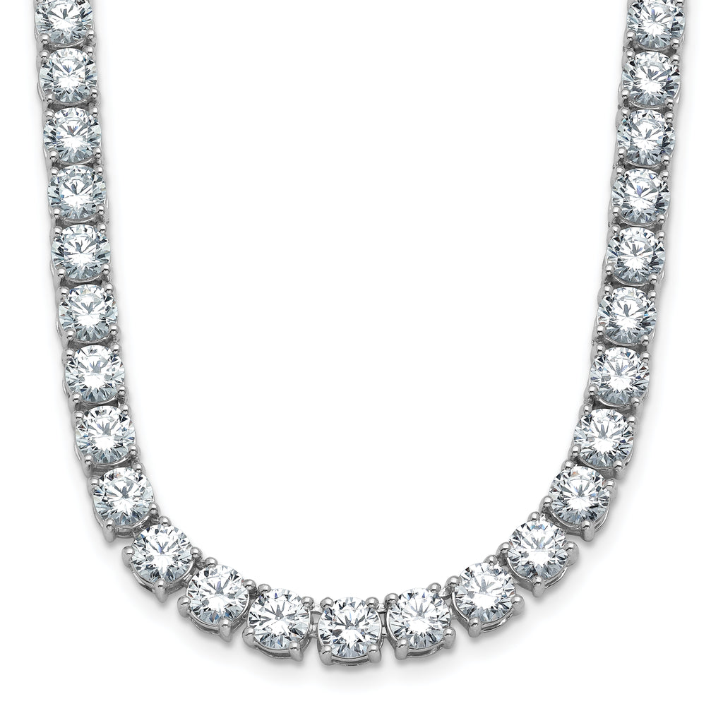 14k White Gold 34 3/8 carat Lab Grown Diamond VS/SI+ G+ Complete Round 18 inch Straight Tennis Necklace