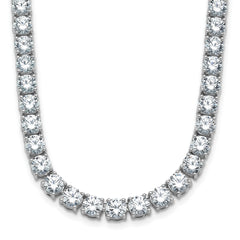 14k White Gold 38 carat Lab Grown Diamond VS/SI+ G+ Complete Round 20 inch Straight Tennis Necklace