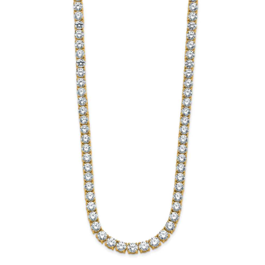 14k 45 1/2 carat Lab Grown Diamond VS+ F+ Complete Round 24 inch Straight Tennis Necklace