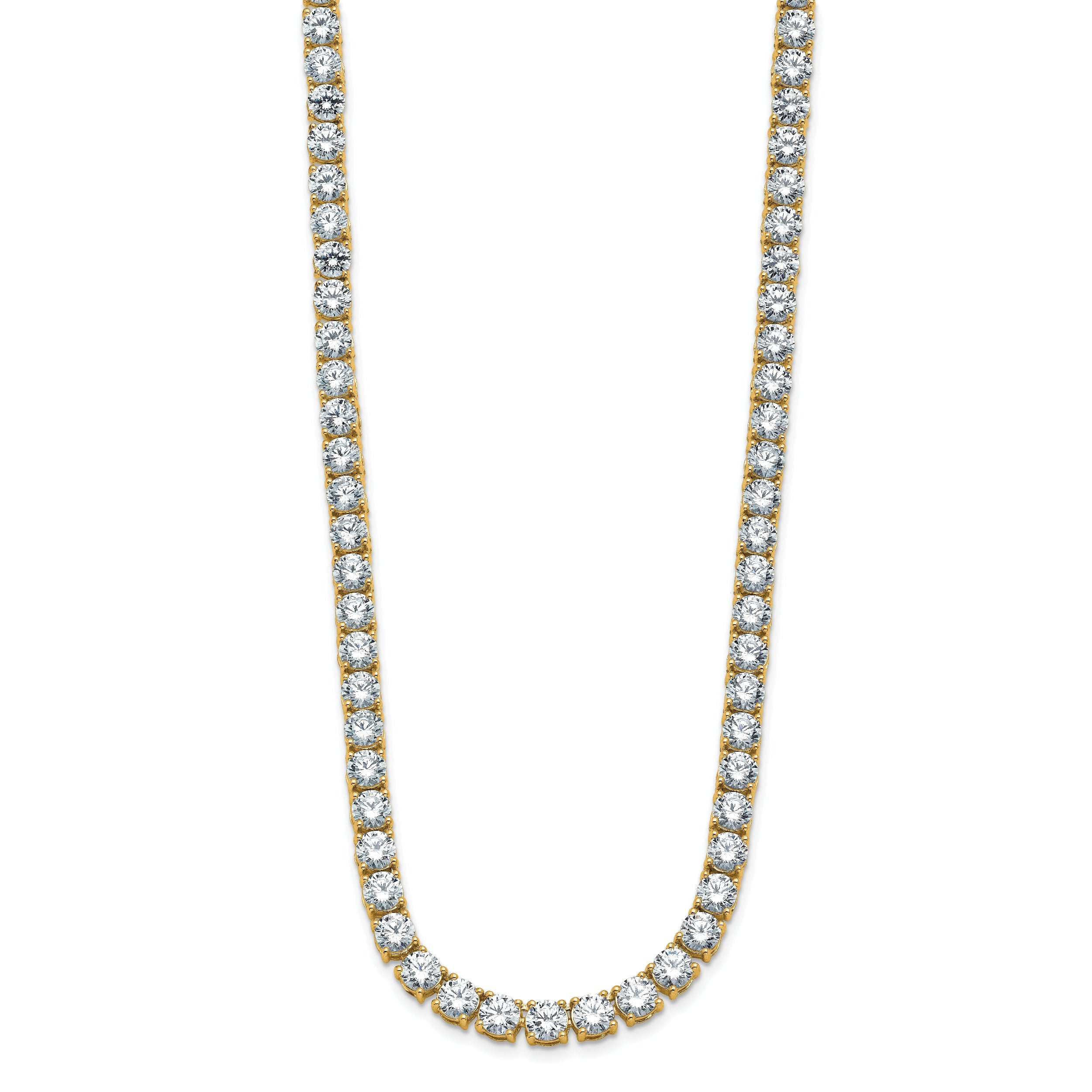 14k 38 carat Lab Grown Diamond VS+ F+ Complete Round 20 inch Straight Tennis Necklace
