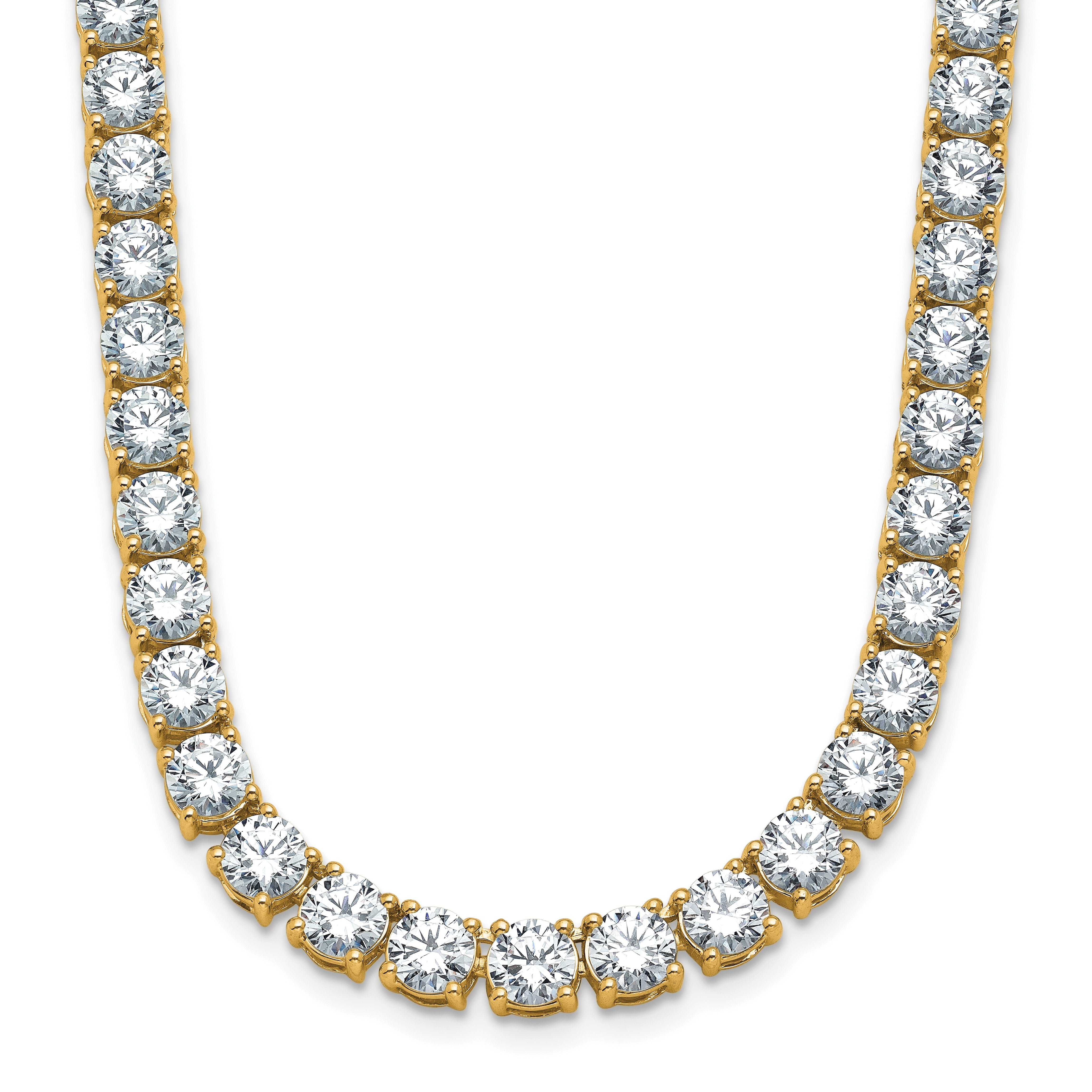 14k 41 3/4 carat Lab Grown Diamond VS+ F+ Complete Round 22 inch Straight Tennis Necklace