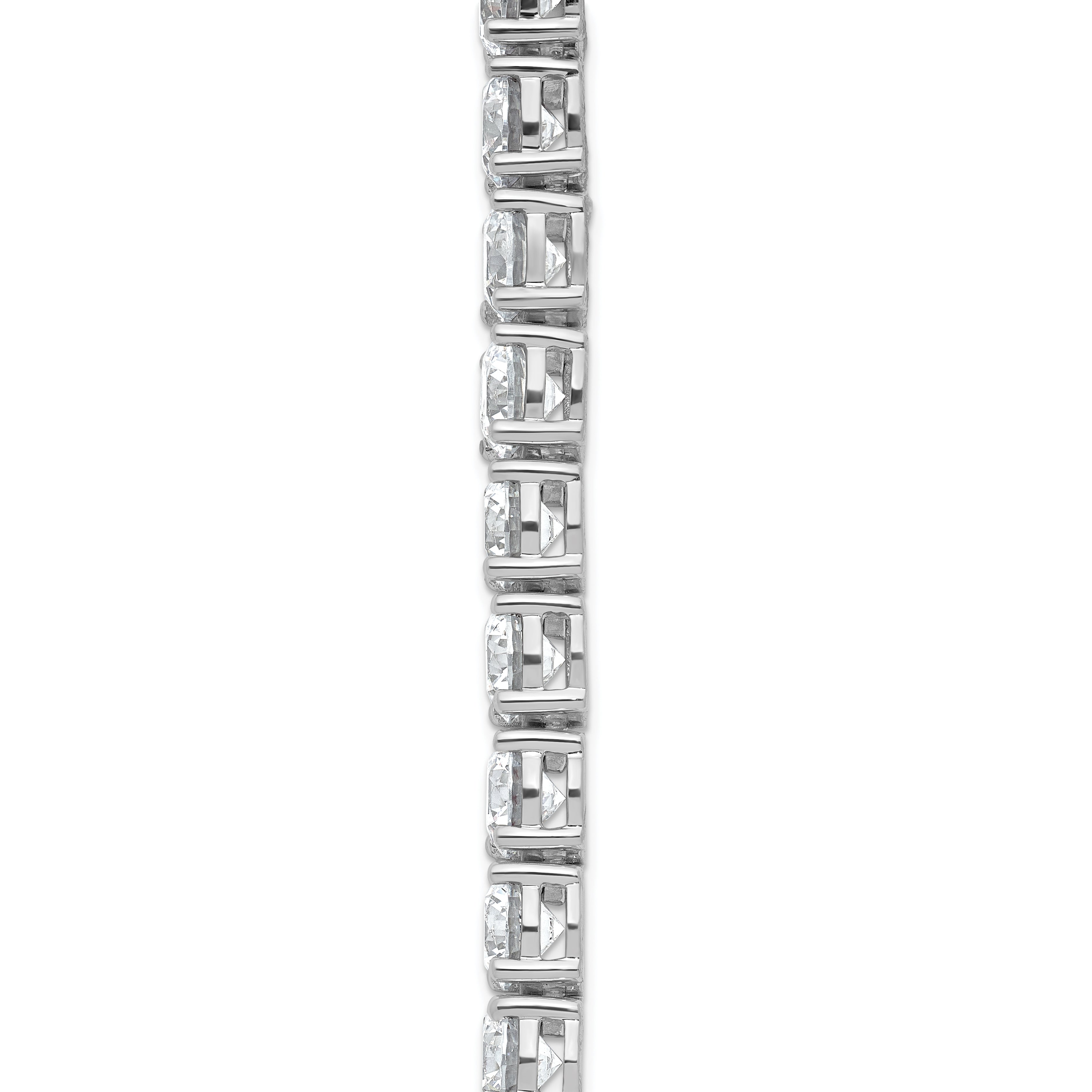 14k White Gold 44 carat Lab Grown Diamond VS+ F+ Complete Round 18 inch Straight Tennis Necklace