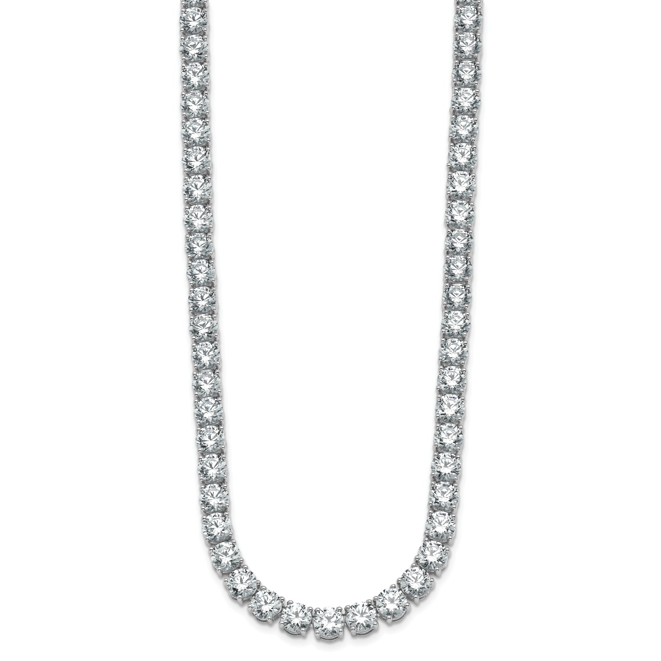 14k White Gold 44 carat Lab Grown Diamond VS+ F+ Complete Round 18 inch Straight Tennis Necklace