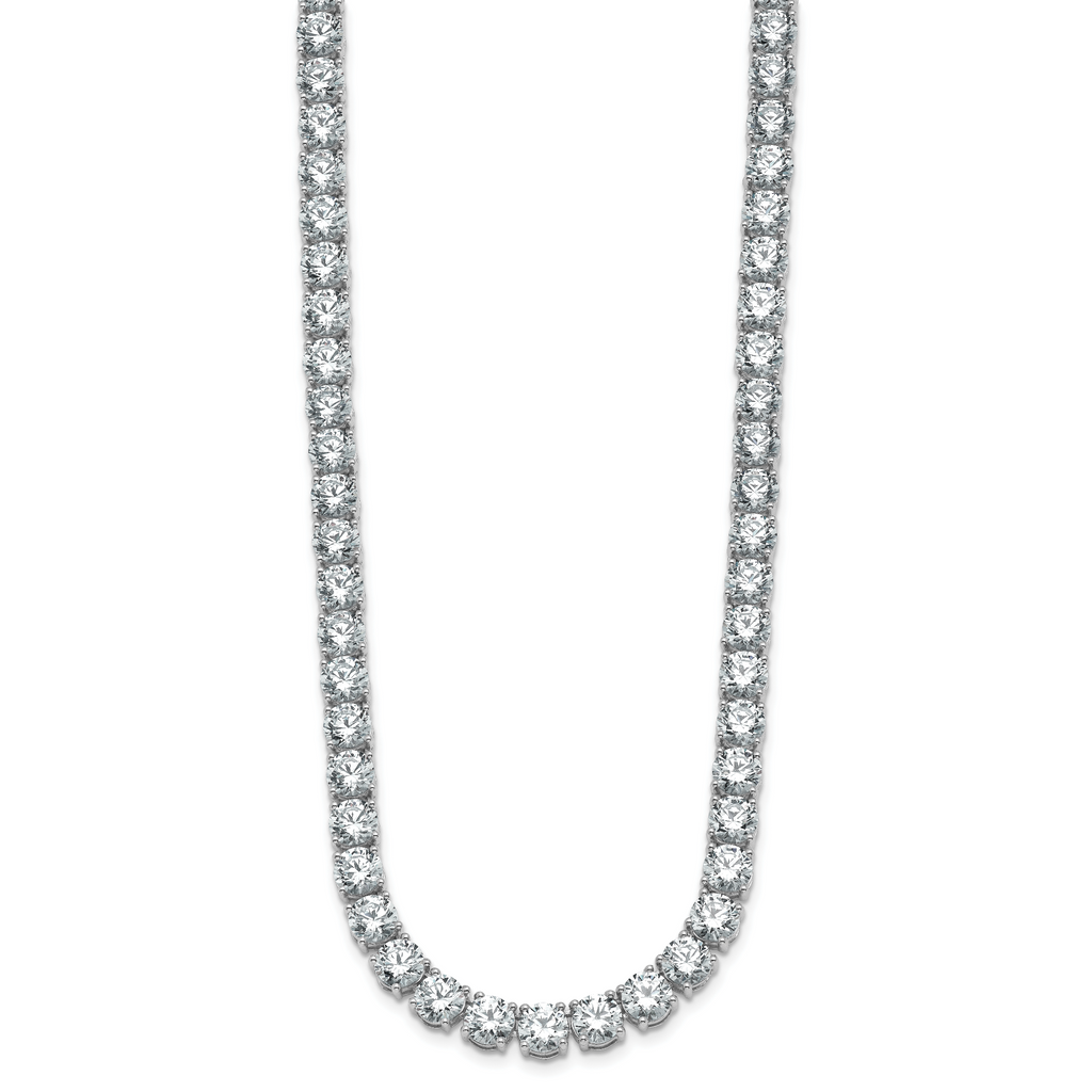 14k White Gold 53 7/8 carat Lab Grown Diamond VS/SI+ G+ Complete Round 22 inch Straight Tennis Necklace