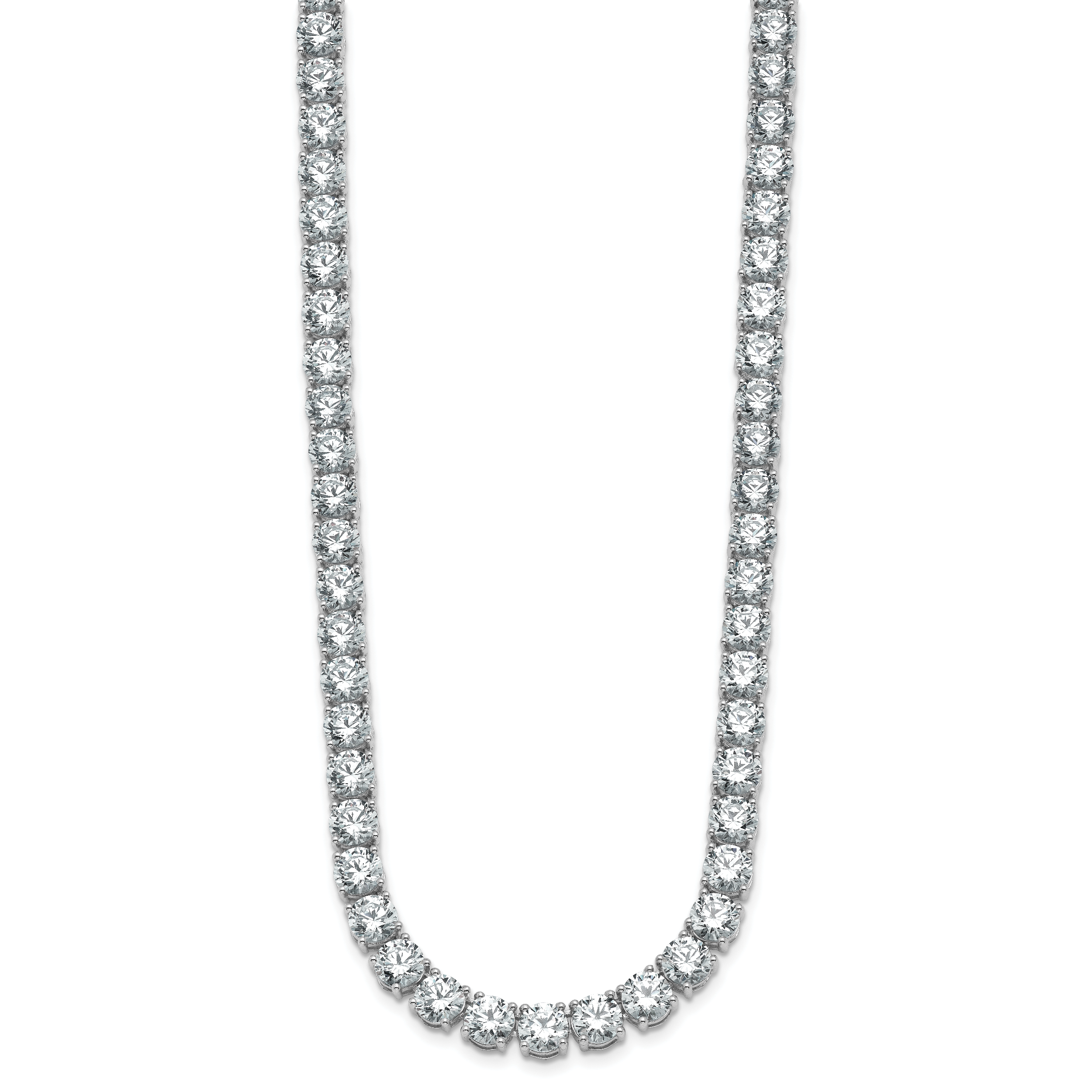 14k White Gold 49 carat Lab Grown Diamond VS+ F+ Complete Round 20 inch Straight Tennis Necklace