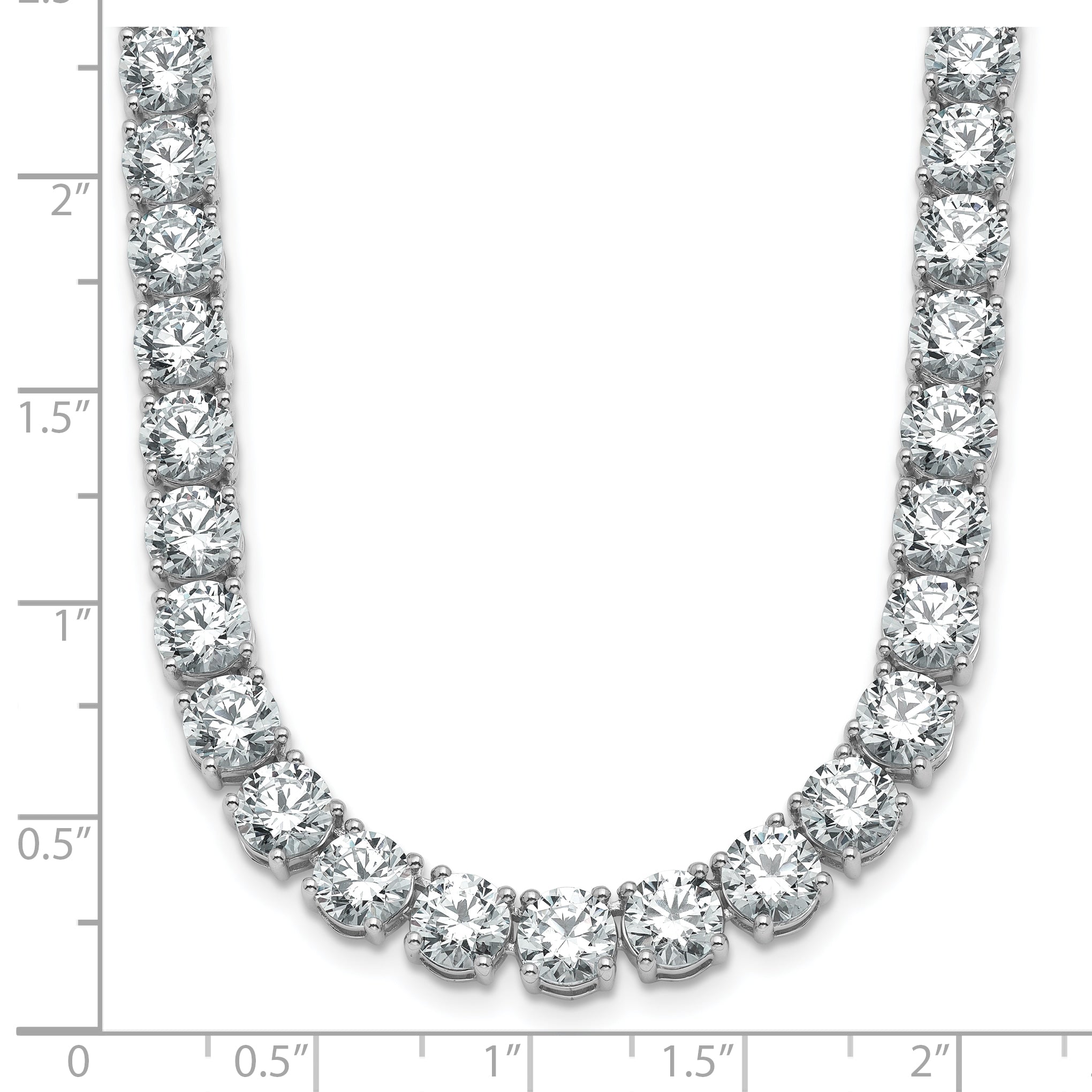 14k White Gold 44 carat Lab Grown Diamond VS/SI+ G+ Complete Round 18 inch Straight Tennis Necklace