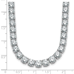 14k White Gold 58 1/3 carat Lab Grown Diamond VS+ F+ Complete Round 24 inch Straight Tennis Necklace
