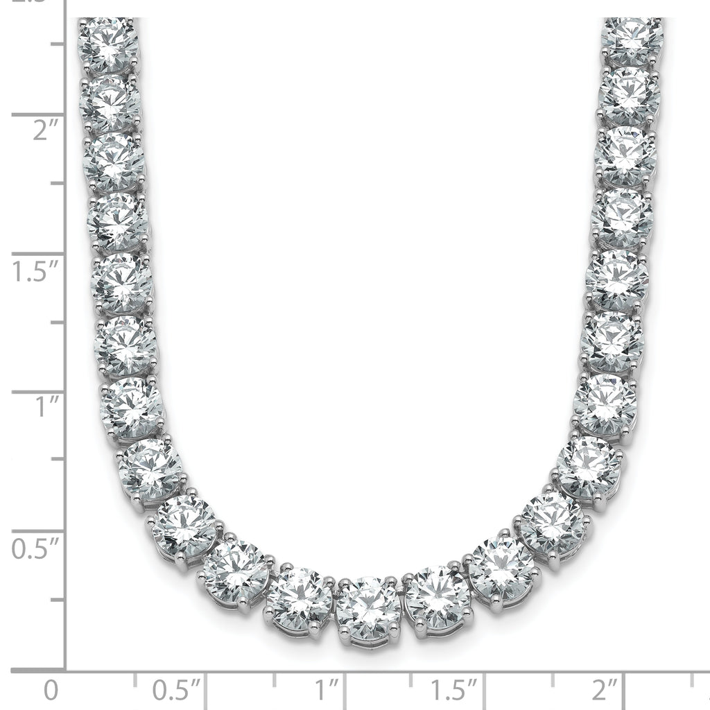 14k White Gold 44 carat Lab Grown Diamond VS+ F+ Complete Round 18 inch Straight Tennis Necklace