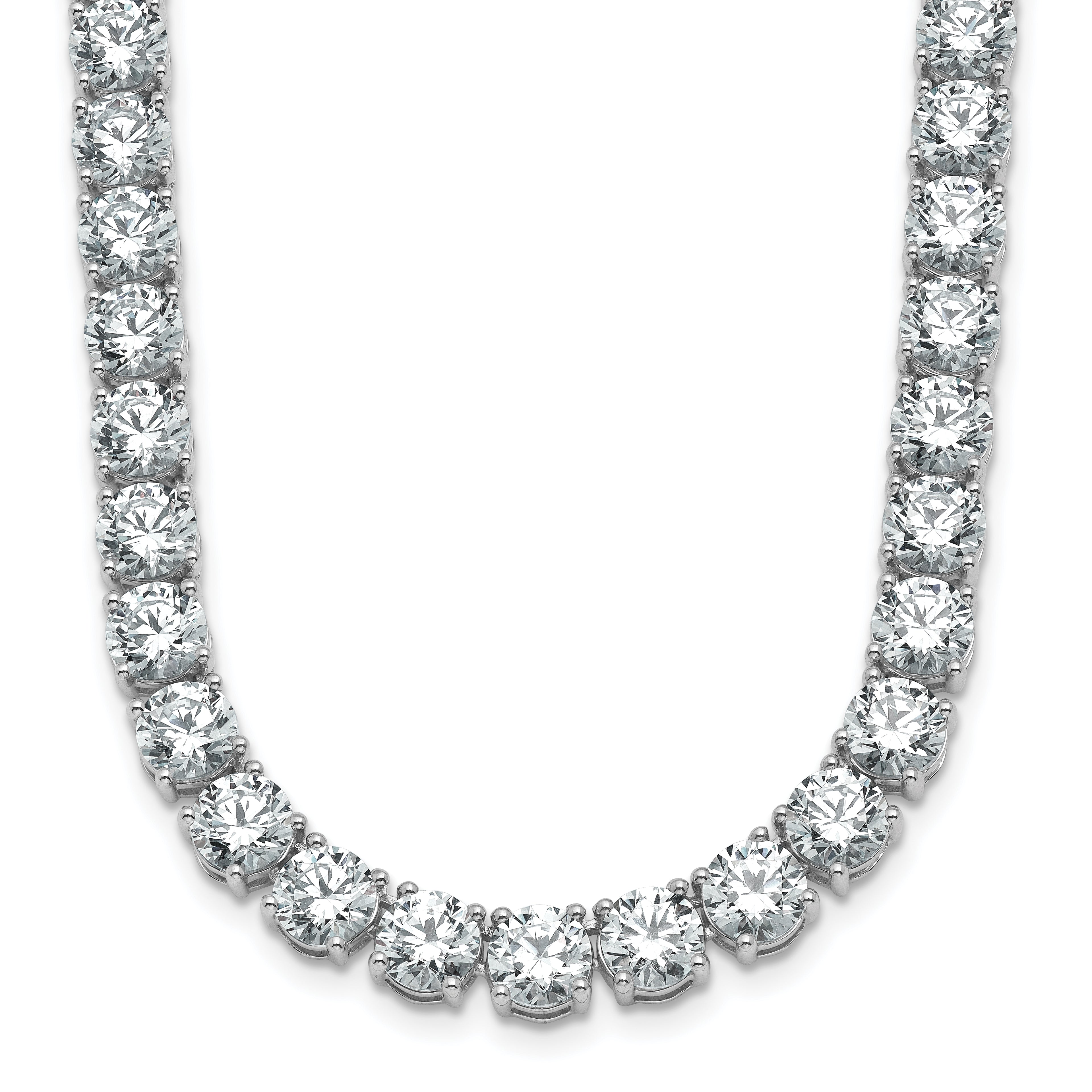 14k White Gold 53 7/8 carat Lab Grown Diamond VS/SI+ G+ Complete Round 22 inch Straight Tennis Necklace