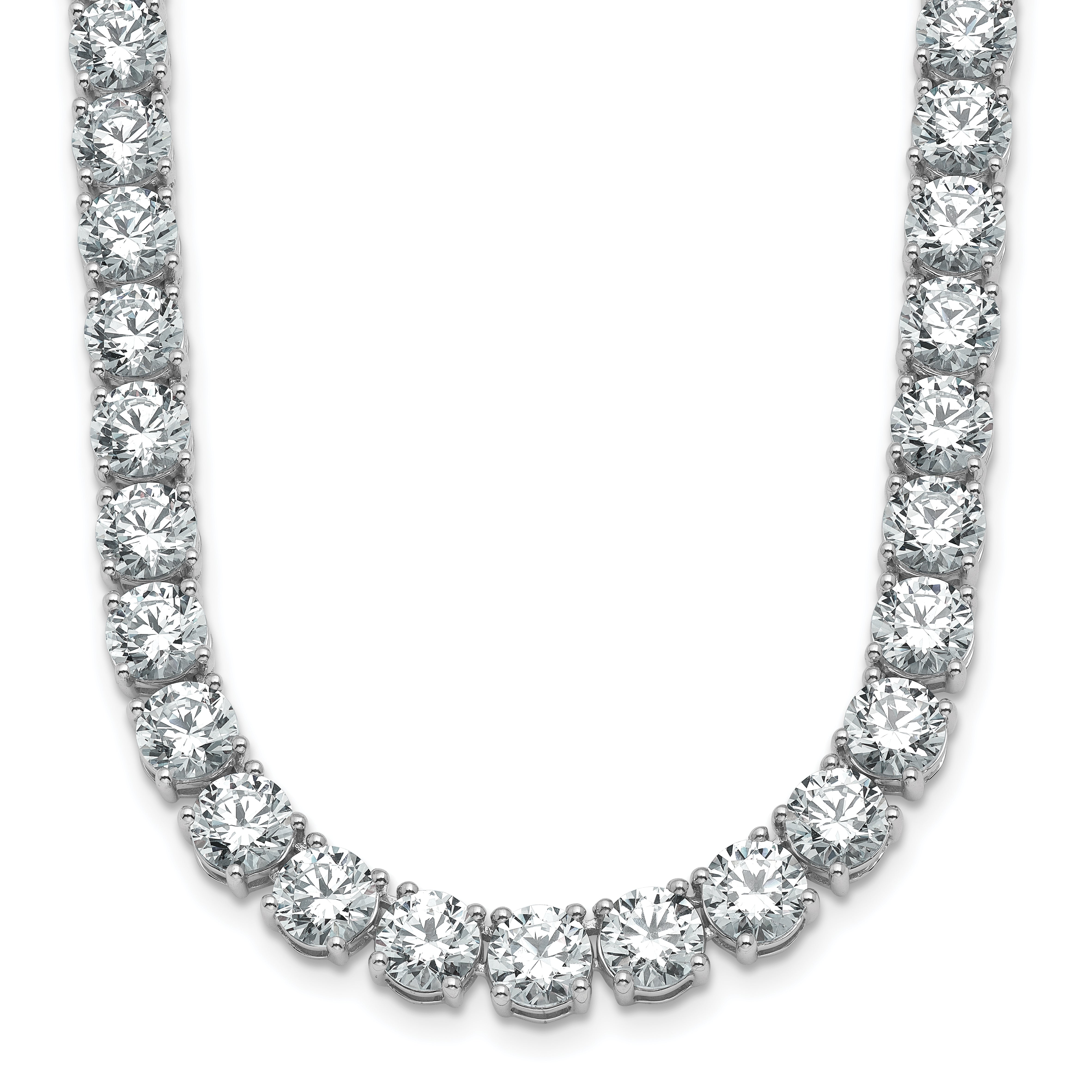 14k White Gold 58 1/3 carat Lab Grown Diamond VS+ F+ Complete Round 24 inch Straight Tennis Necklace