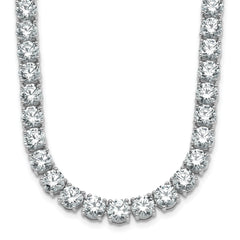 14k White Gold 49 carat Lab Grown Diamond VS+ F+ Complete Round 20 inch Straight Tennis Necklace