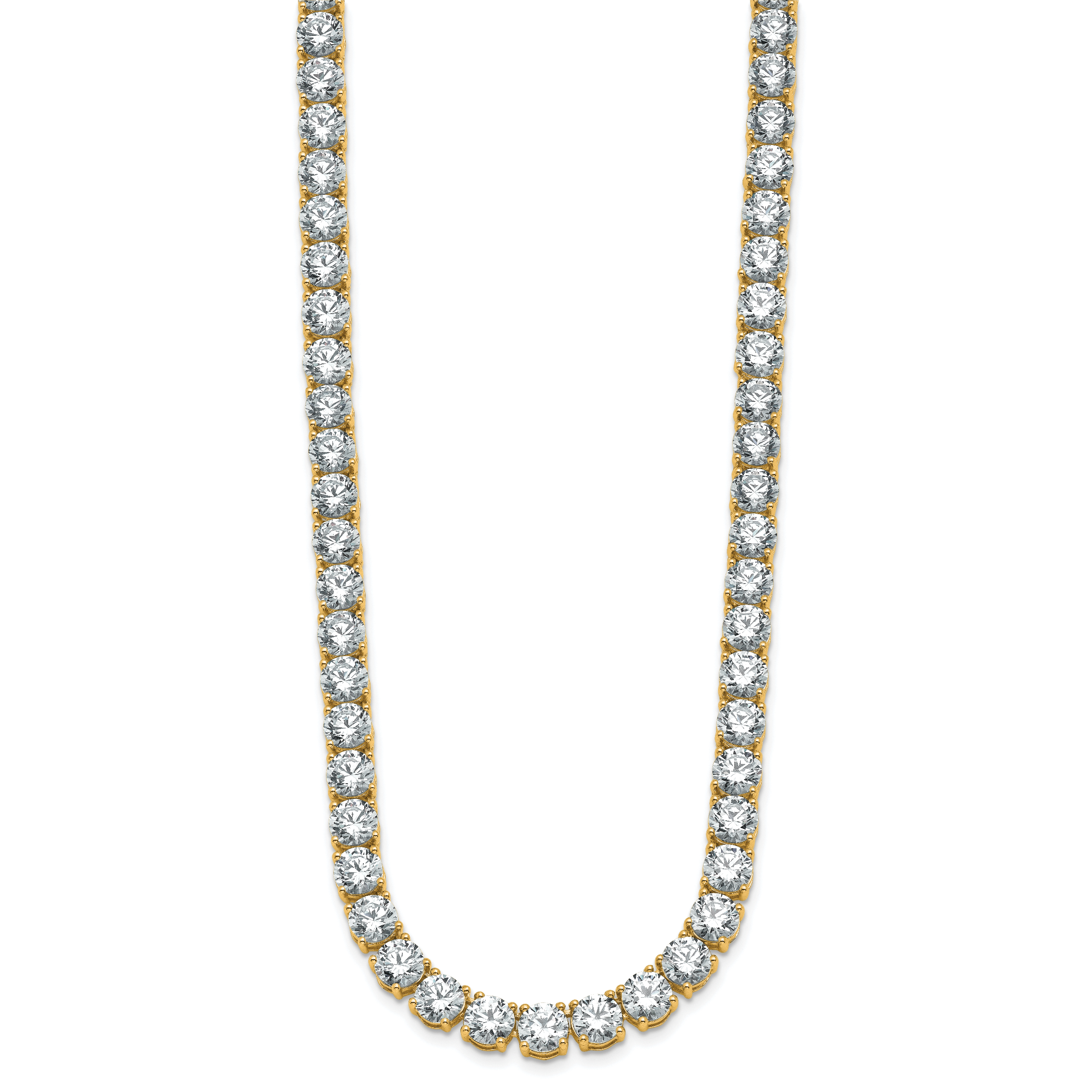 14k 58 1/3 carat Lab Grown Diamond VS+ F+ Complete Round 24 inch Straight Tennis Necklace