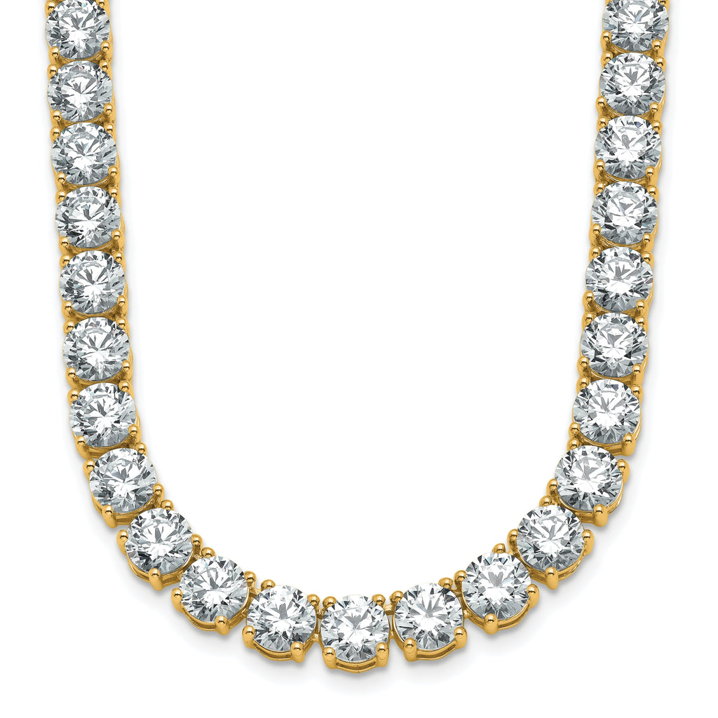 14k 49 carat Lab Grown Diamond VS+ F+ Complete Round 20 inch Straight Tennis Necklace