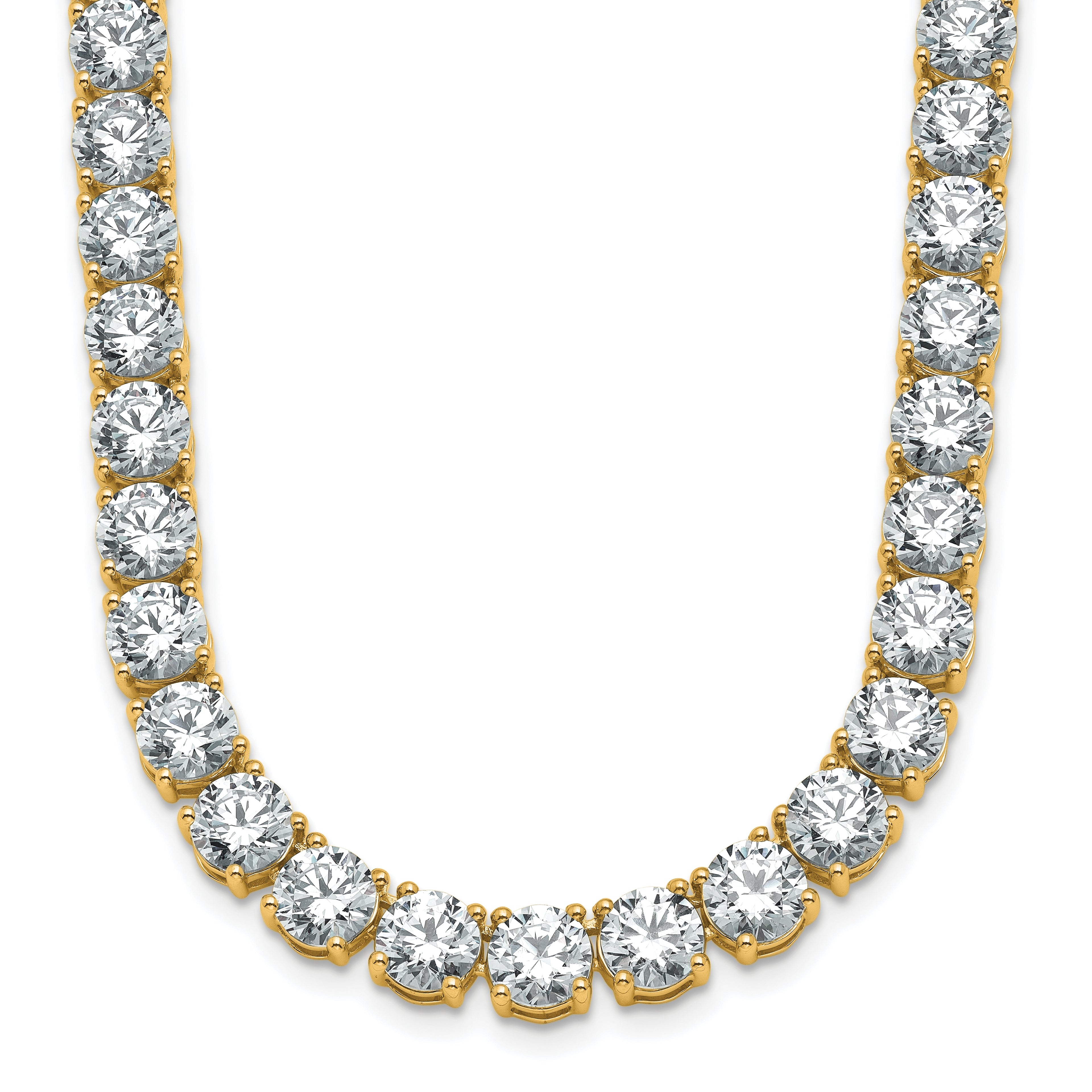 14k 49 carat Lab Grown Diamond VS/SI+ G+ Complete Round 20 inch Straight Tennis Necklace
