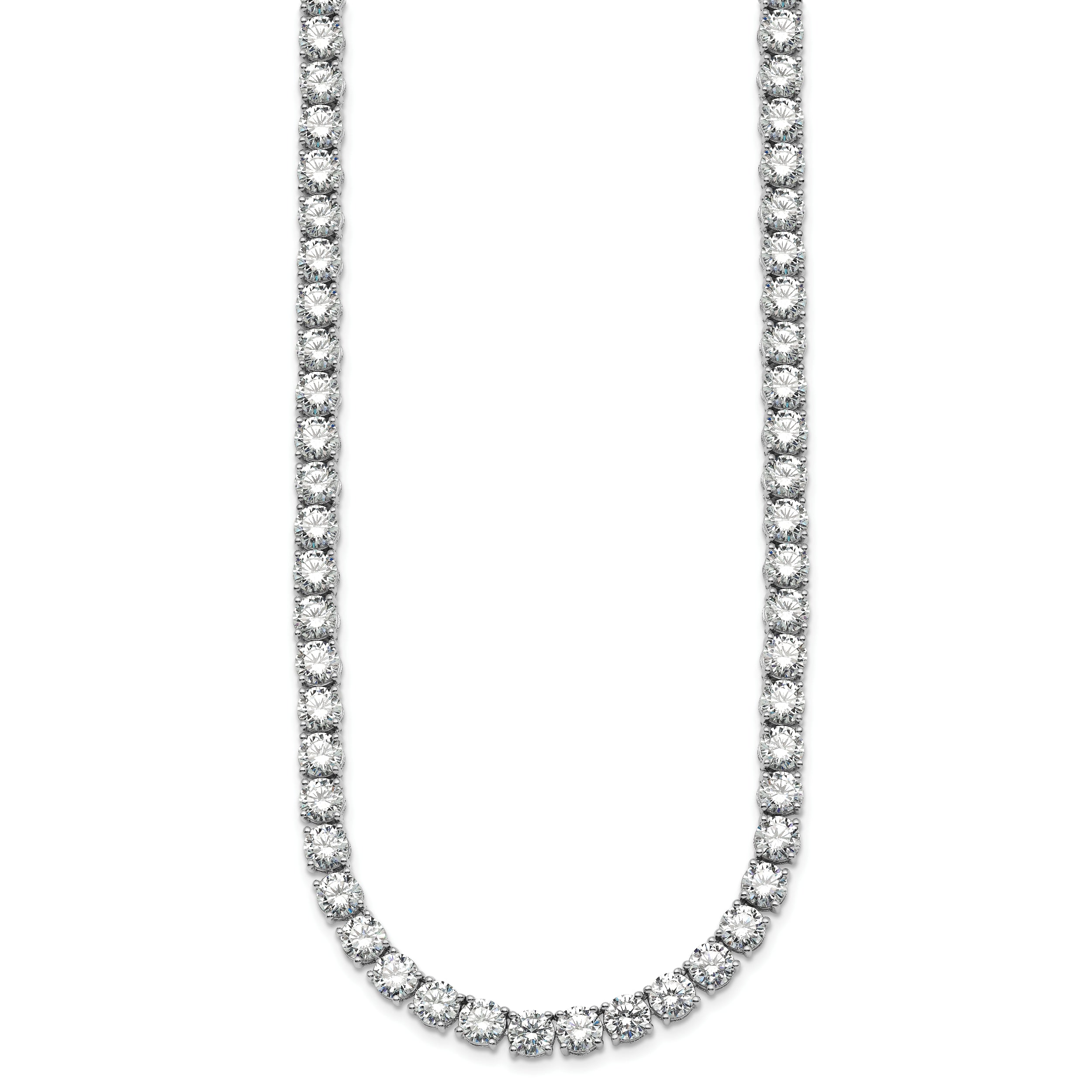 14k White Gold 68 1/4 carat Lab Grown Diamond VS+ F+ Complete Round 22 inch Straight Tennis Necklace
