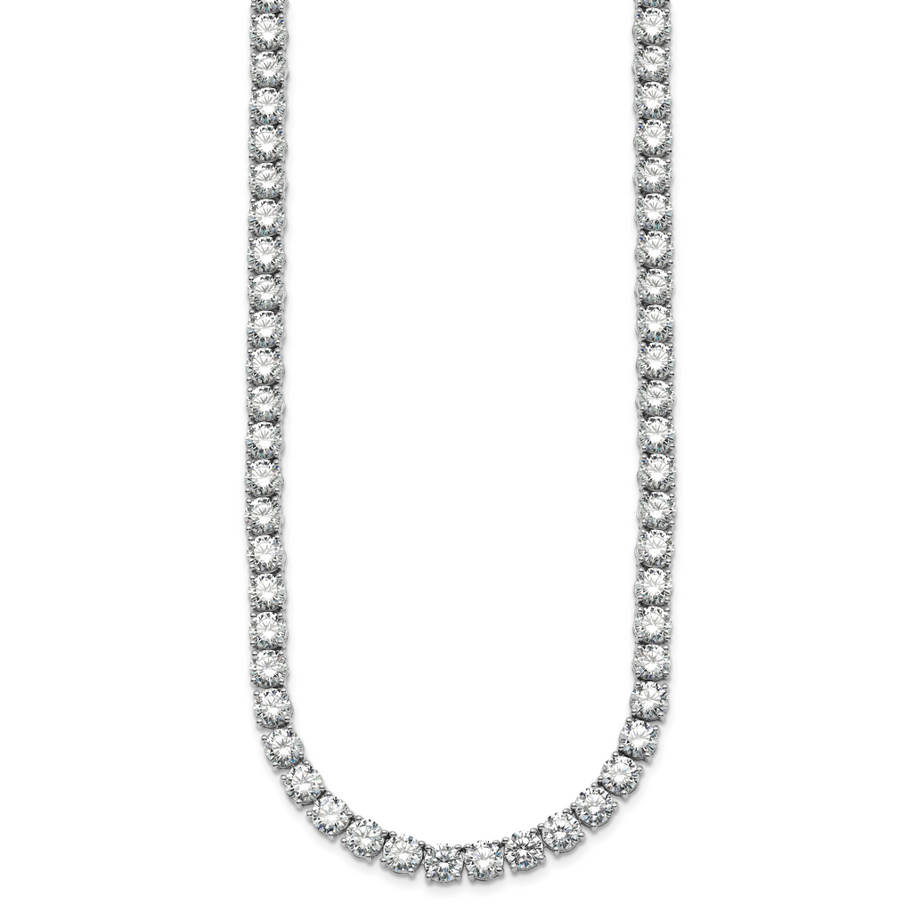 14k White Gold 74 1/4 carat Lab Grown Diamond VS+ F+ Complete Round 24 inch Straight Tennis Necklace