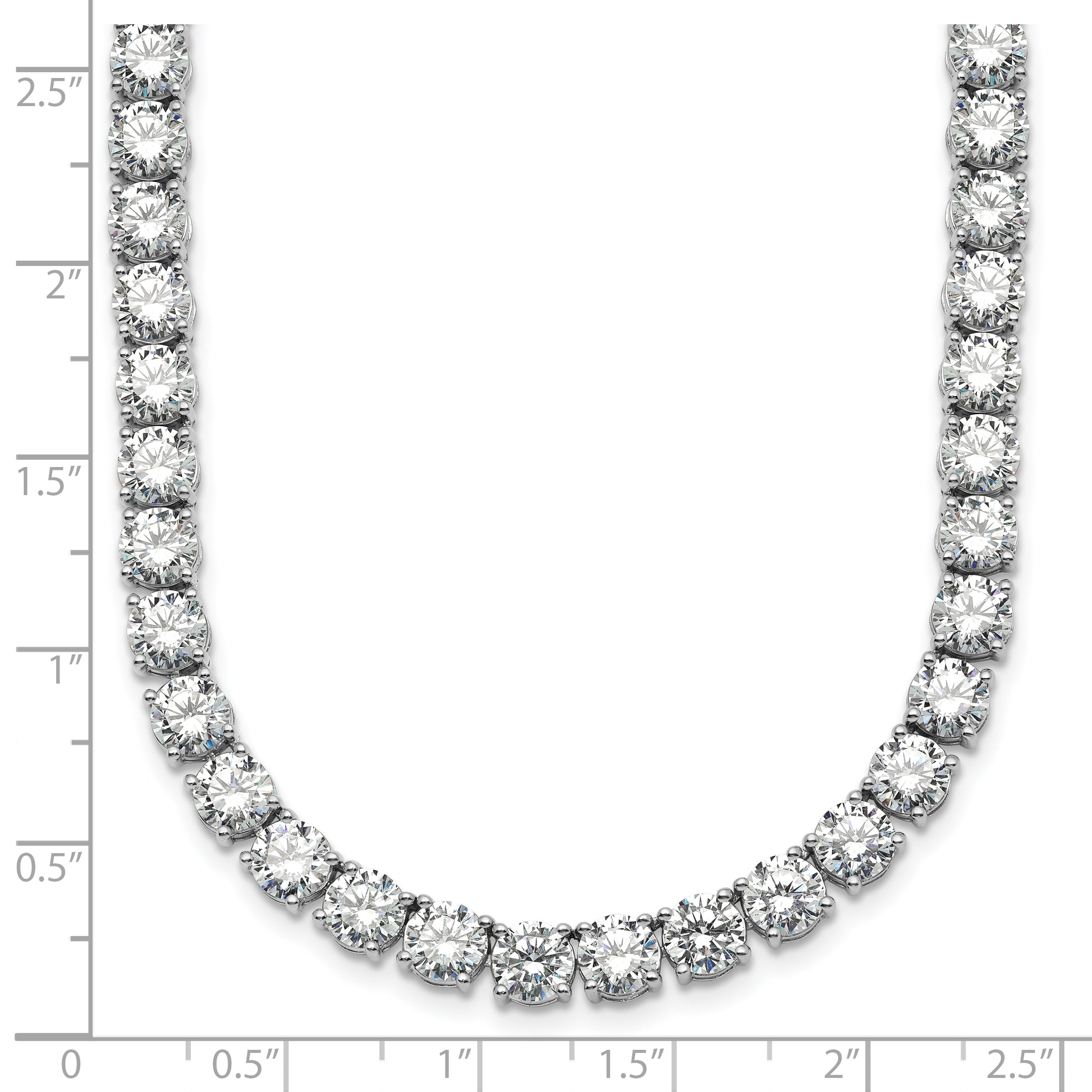 14k White Gold 68 1/4 carat Lab Grown Diamond VS+ F+ Complete Round 22 inch Straight Tennis Necklace