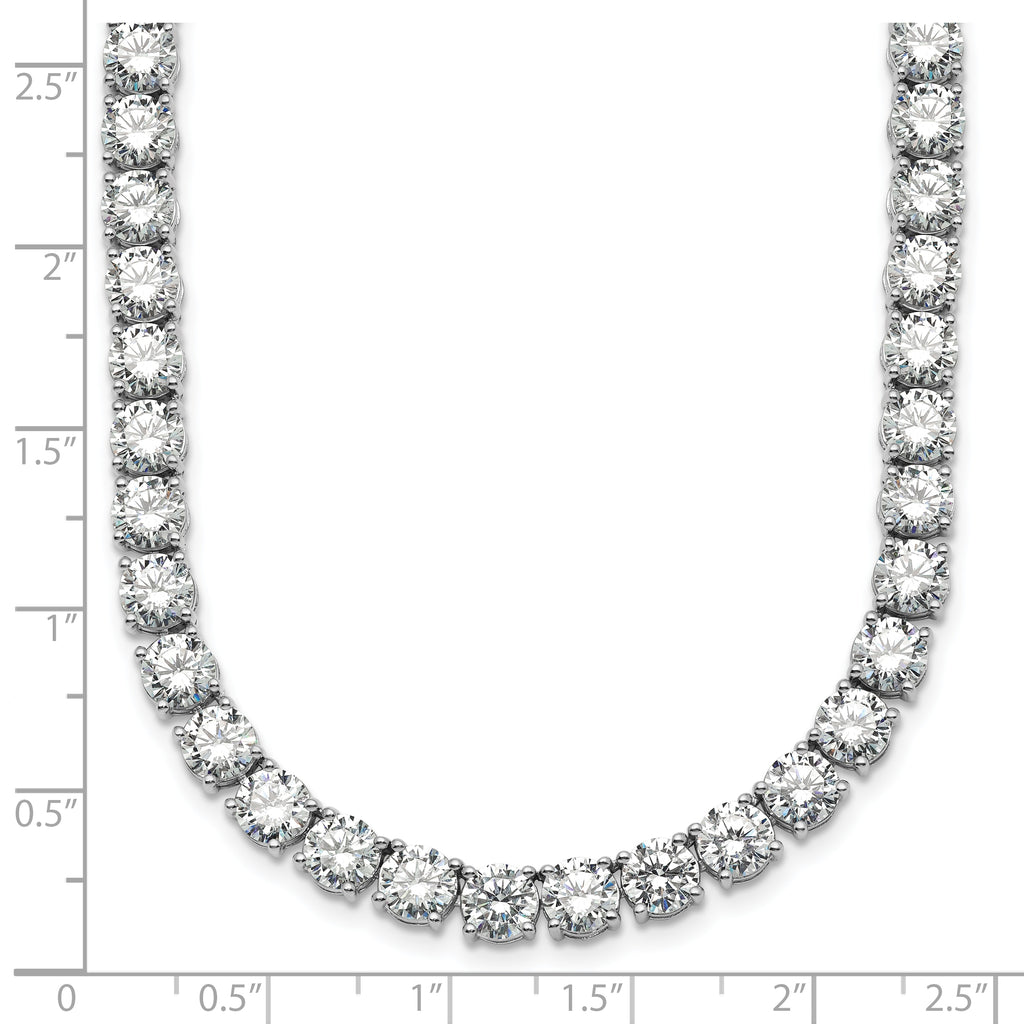 14k White Gold 56 1/4 carat Lab Grown Diamond VS+ F+ Complete Round 18 inch Straight Tennis Necklace