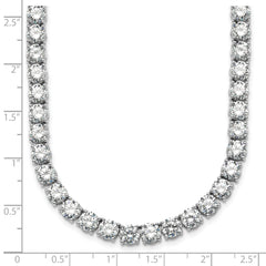 14k White Gold 74 1/4 carat Lab Grown Diamond VS+ F+ Complete Round 24 inch Straight Tennis Necklace