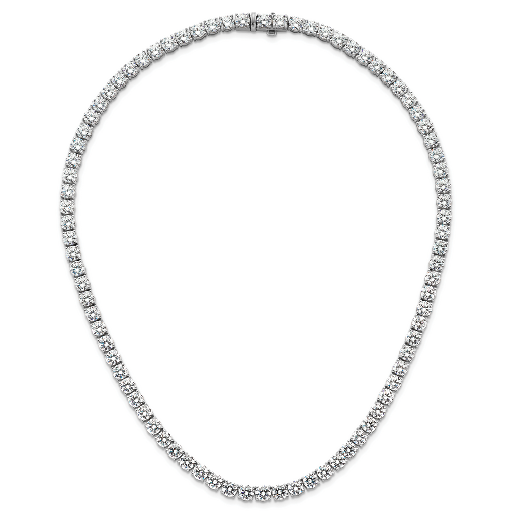 14k White Gold 62 1/4 carat Lab Grown Diamond VS/SI+ G+ Complete Round 20 inch Straight Tennis Necklace
