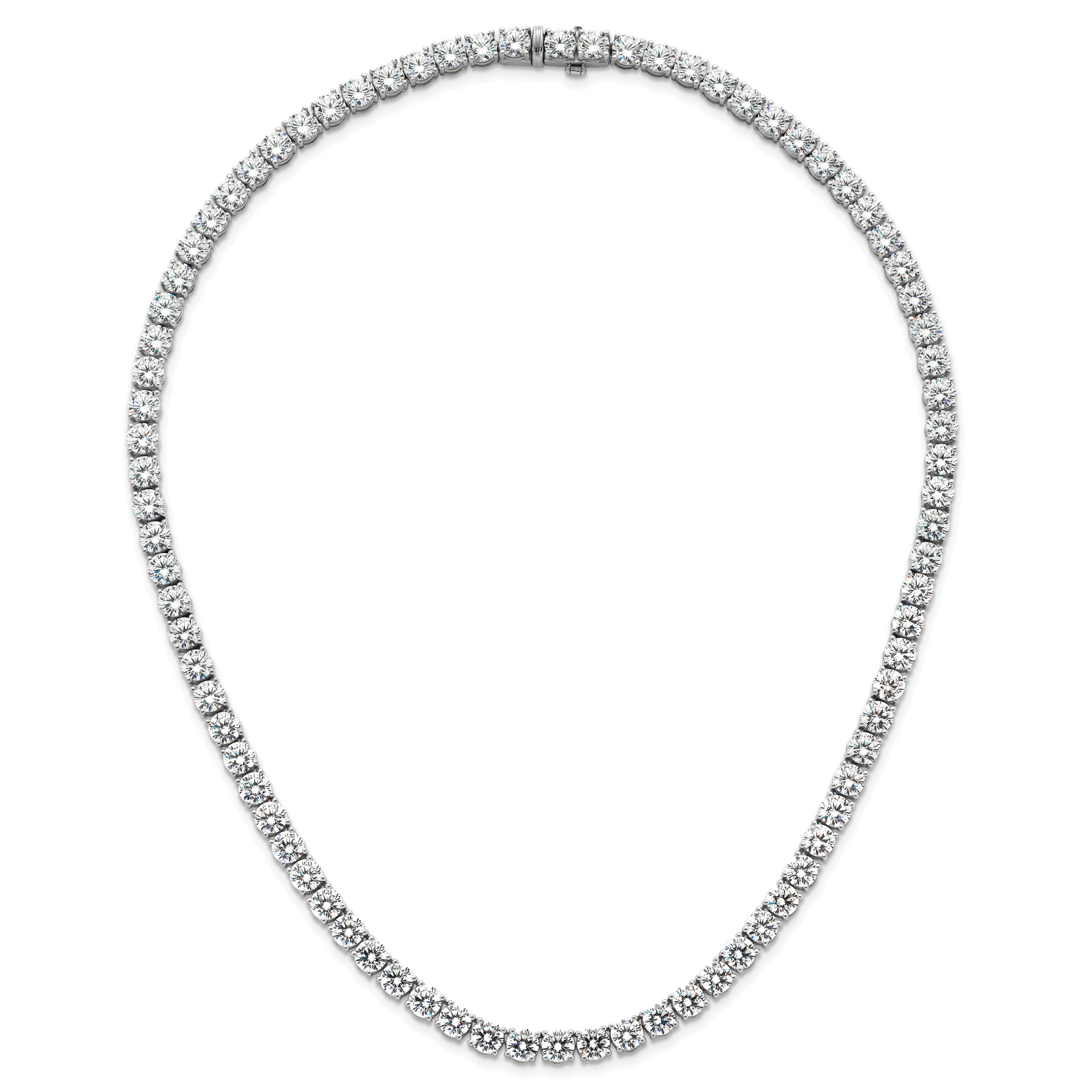 14k White Gold 62 1/4 carat Lab Grown Diamond VS/SI+ G+ Complete Round 20 inch Straight Tennis Necklace