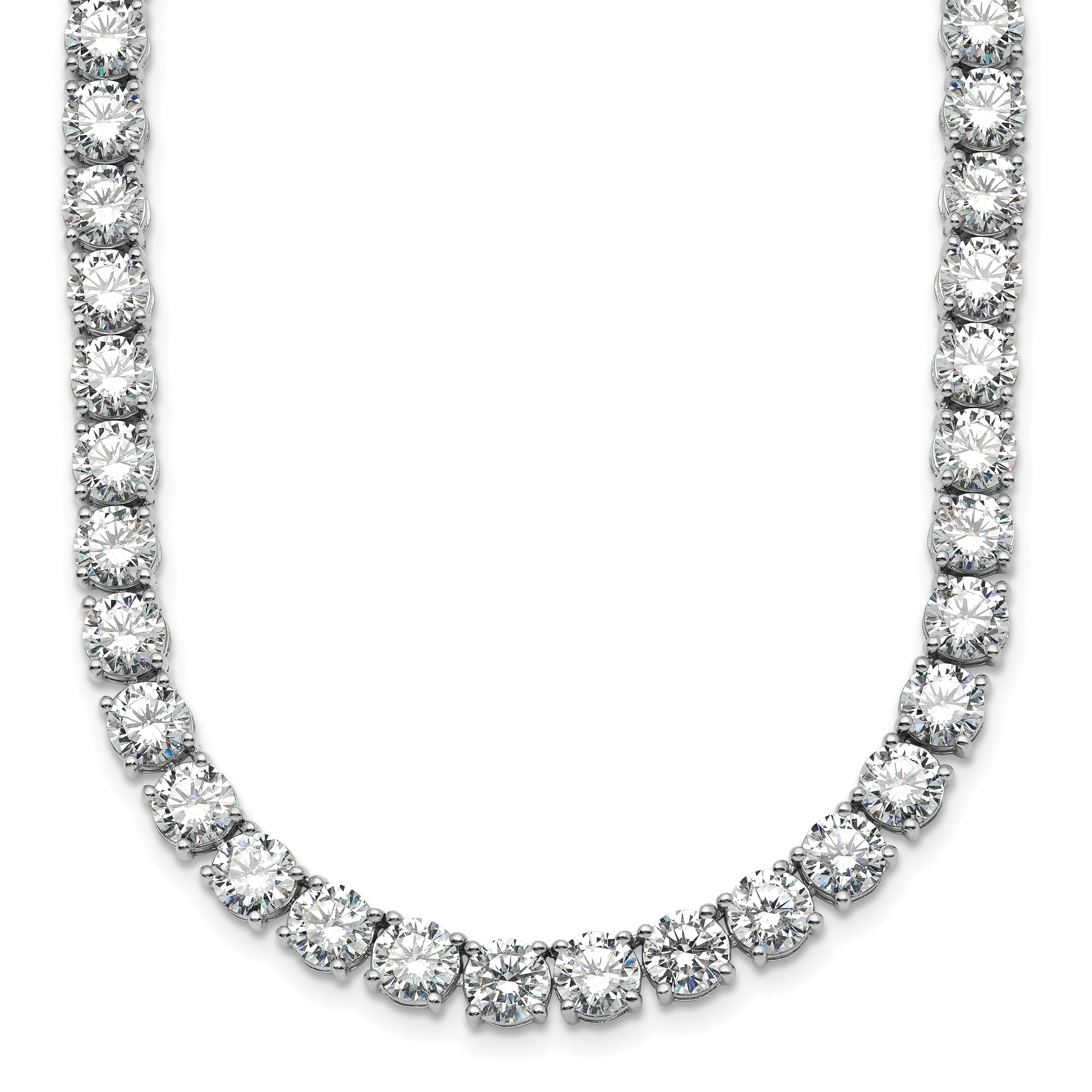 14k White Gold 56 1/4 carat Lab Grown Diamond VS+ F+ Complete Round 18 inch Straight Tennis Necklace