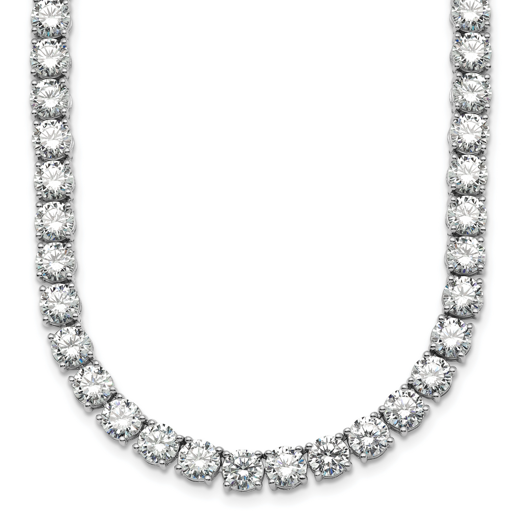 14k White Gold 68 1/4 carat Lab Grown Diamond VS/SI+ G+ Complete Round 22 inch Straight Tennis Necklace