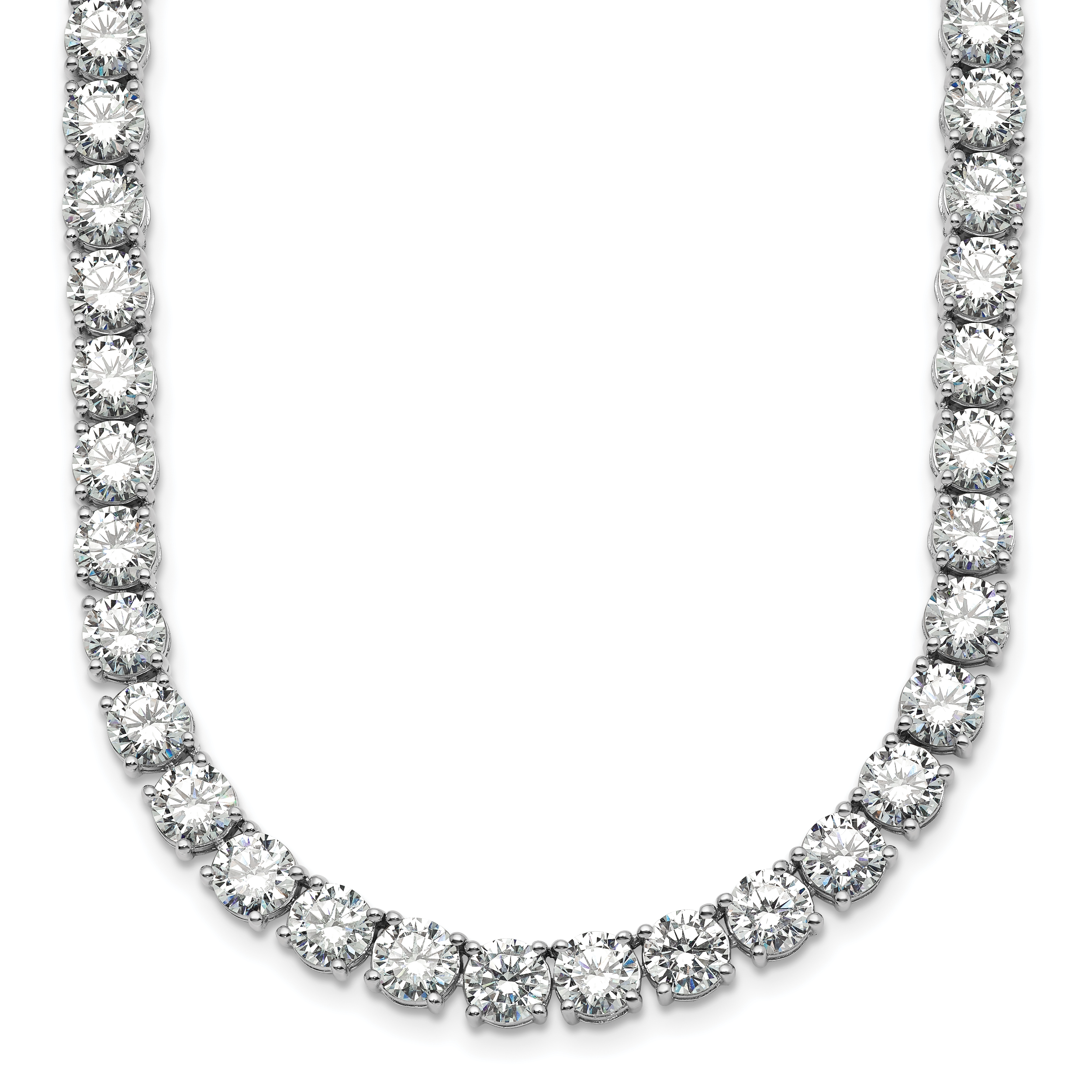 14k White Gold 68 1/4 carat Lab Grown Diamond VS/SI+ G+ Complete Round 22 inch Straight Tennis Necklace