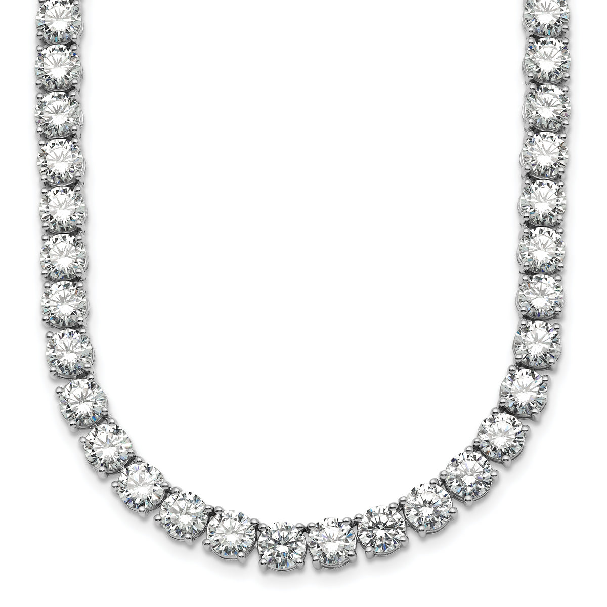 14k White Gold 74 1/4 carat Lab Grown Diamond VS+ F+ Complete Round 24 inch Straight Tennis Necklace