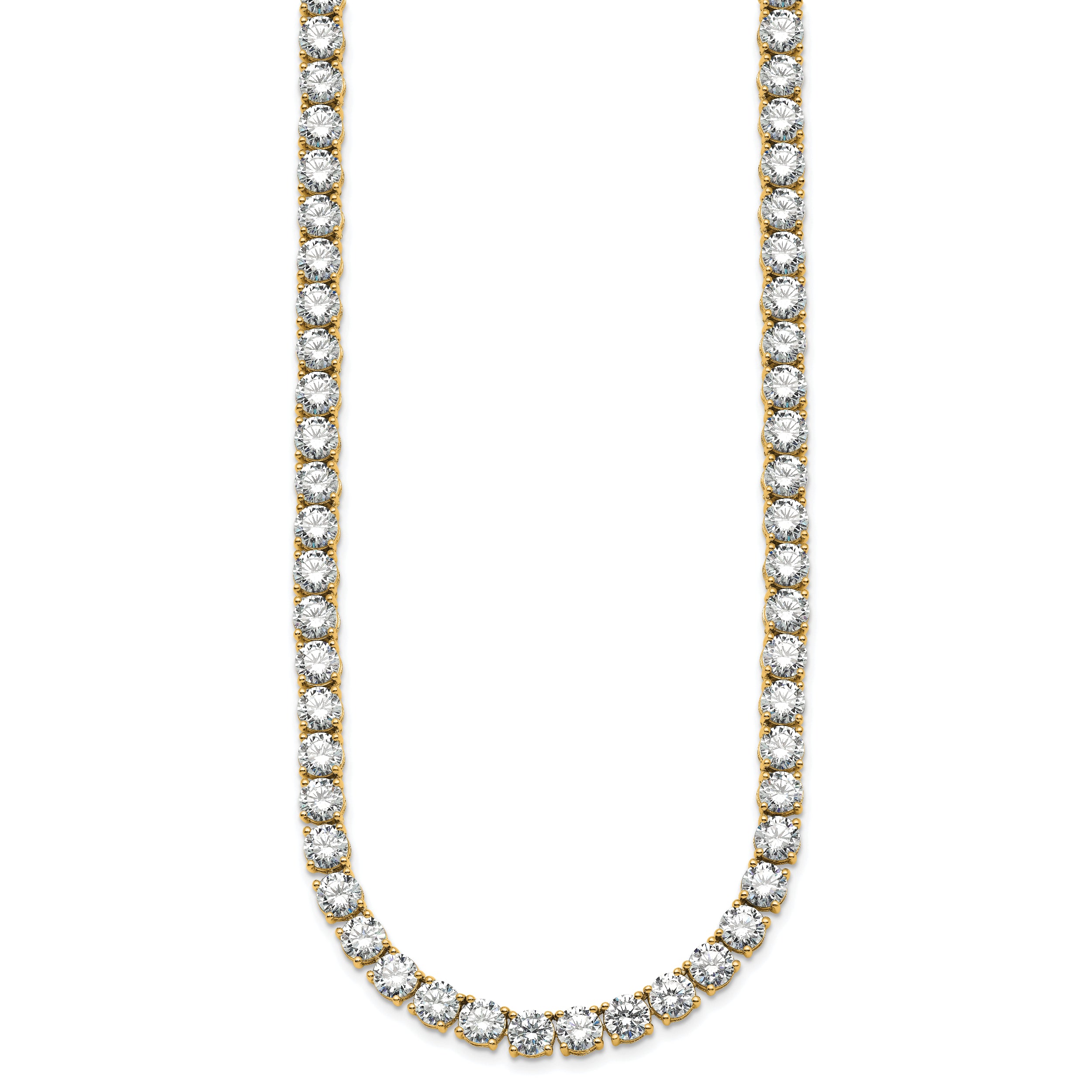 14k 74 1/4 carat Lab Grown Diamond VS+ F+ Complete Round 24 inch Straight Tennis Necklace