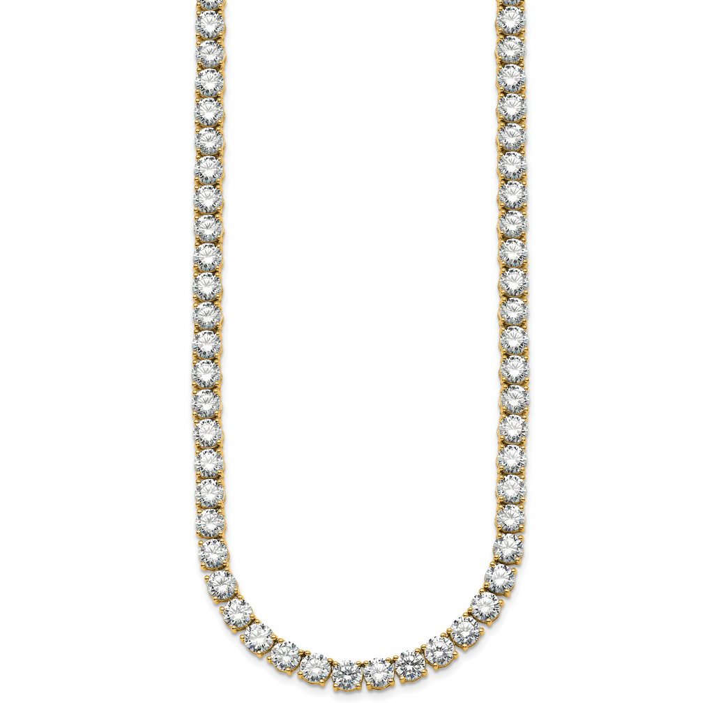 14k 62 1/4 carat Lab Grown Diamond VS+ F+ Complete Round 20 inch Straight Tennis Necklace