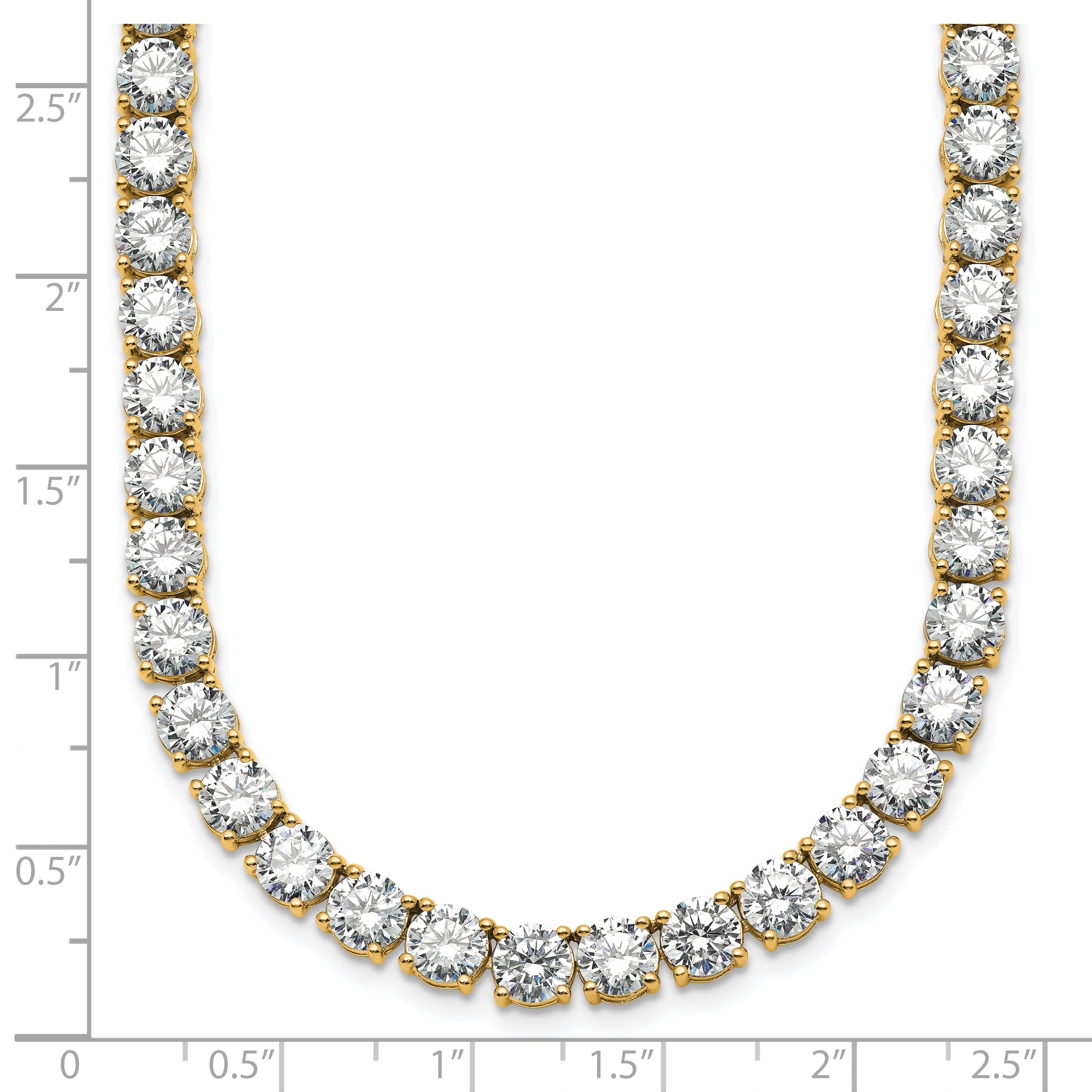 14k 56 1/4 carat Lab Grown Diamond VS+ F+ Complete Round 18 inch Straight Tennis Necklace