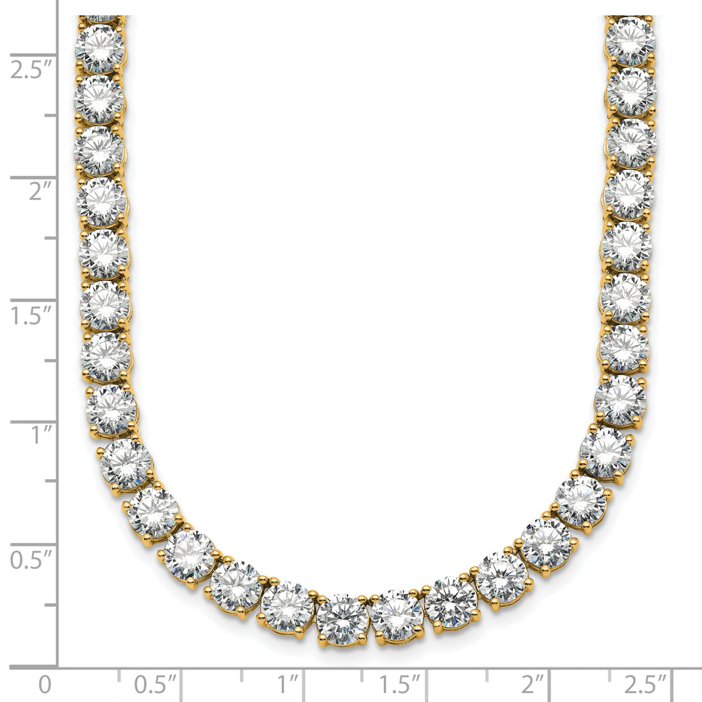 14k 74 1/4 carat Lab Grown Diamond VS+ F+ Complete Round 24 inch Straight Tennis Necklace