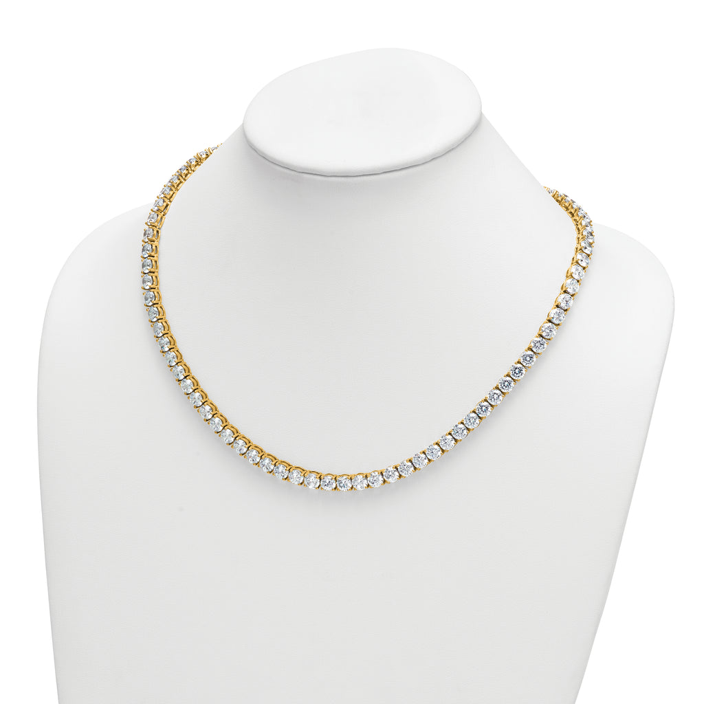 14k 62 1/4 carat Lab Grown Diamond VS+ F+ Complete Round 20 inch Straight Tennis Necklace