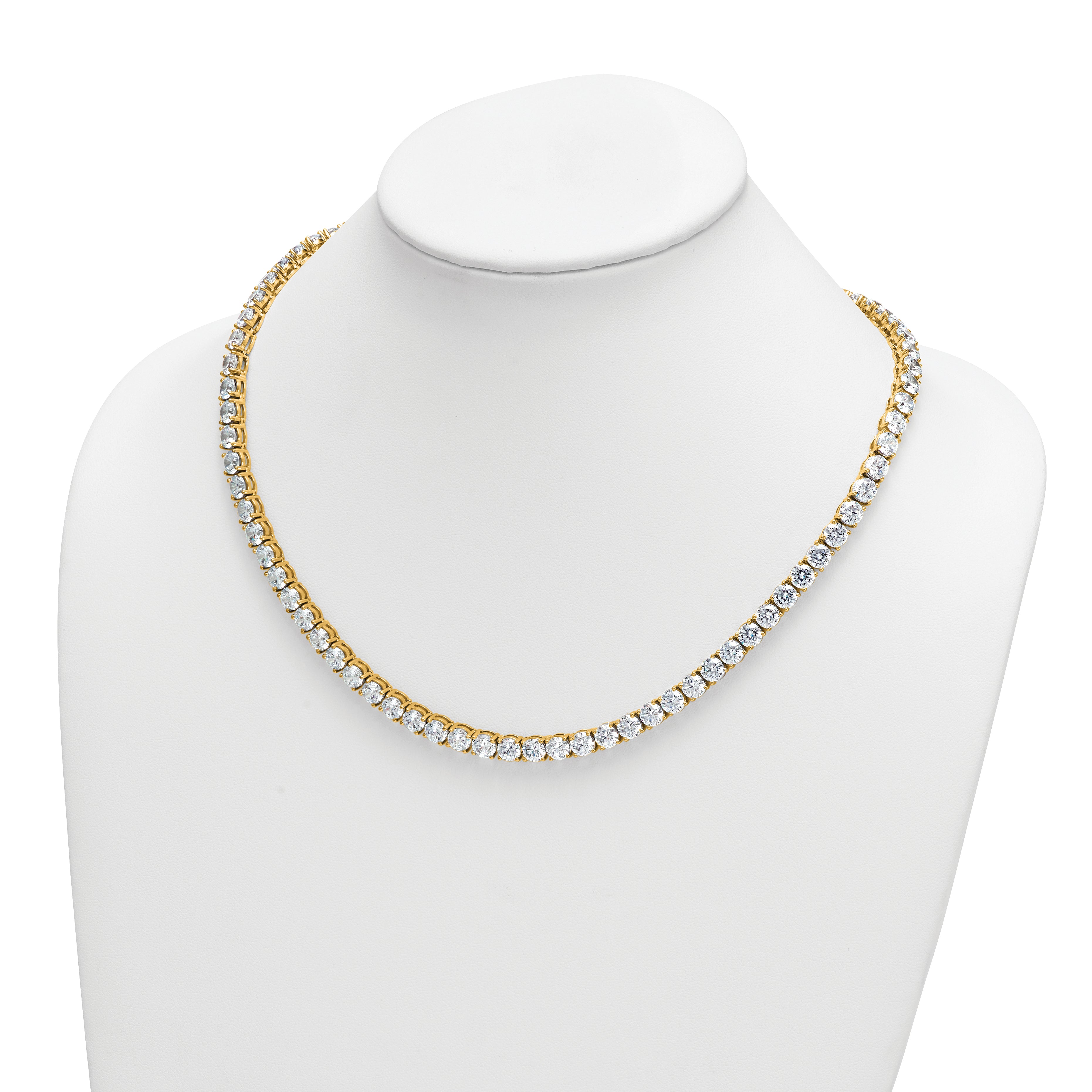 14k 62 1/4 carat Lab Grown Diamond VS+ F+ Complete Round 20 inch Straight Tennis Necklace