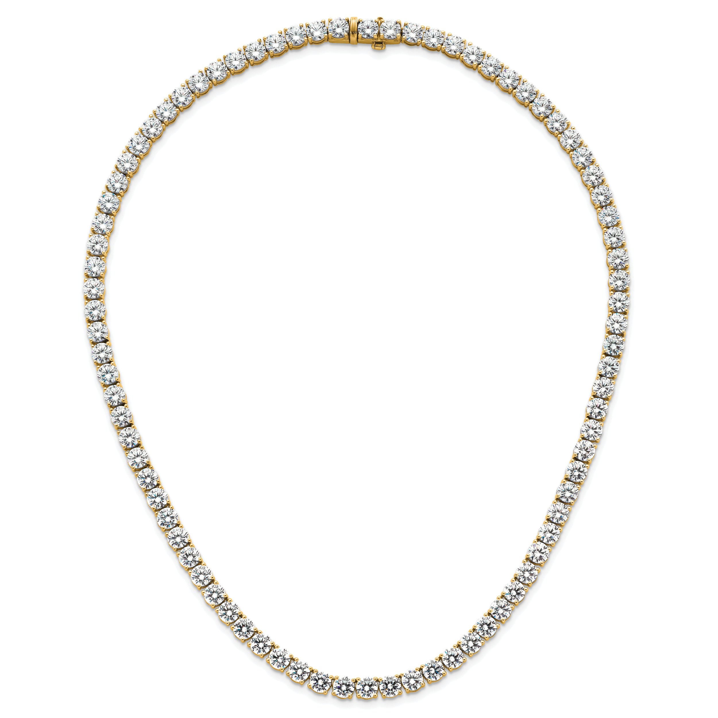 14k 62 1/4 carat Lab Grown Diamond VS+ F+ Complete Round 20 inch Straight Tennis Necklace