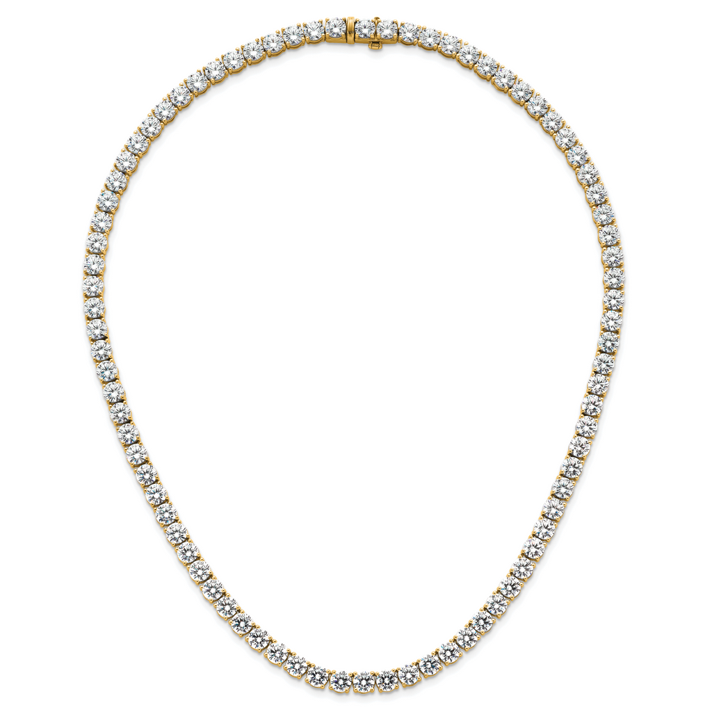 14k 62 1/4 carat Lab Grown Diamond VS+ F+ Complete Round 20 inch Straight Tennis Necklace