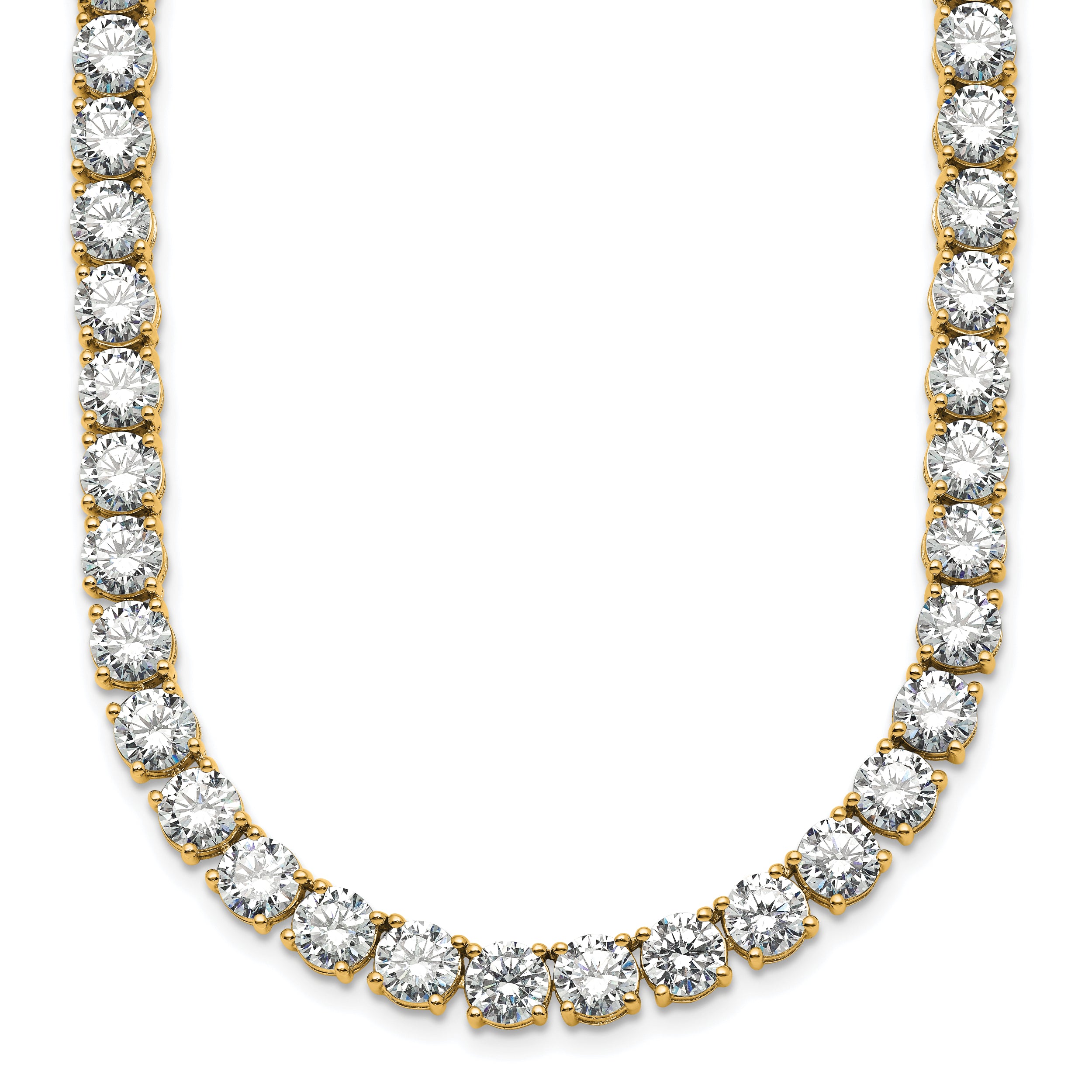 14k 74 1/4 carat Lab Grown Diamond VS+ F+ Complete Round 24 inch Straight Tennis Necklace